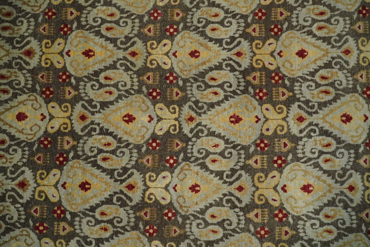 8x8 Round Fine Hand Knotted Brown and Beige Traditional Vintage Persian Style Antique Wool Rug | AGR48