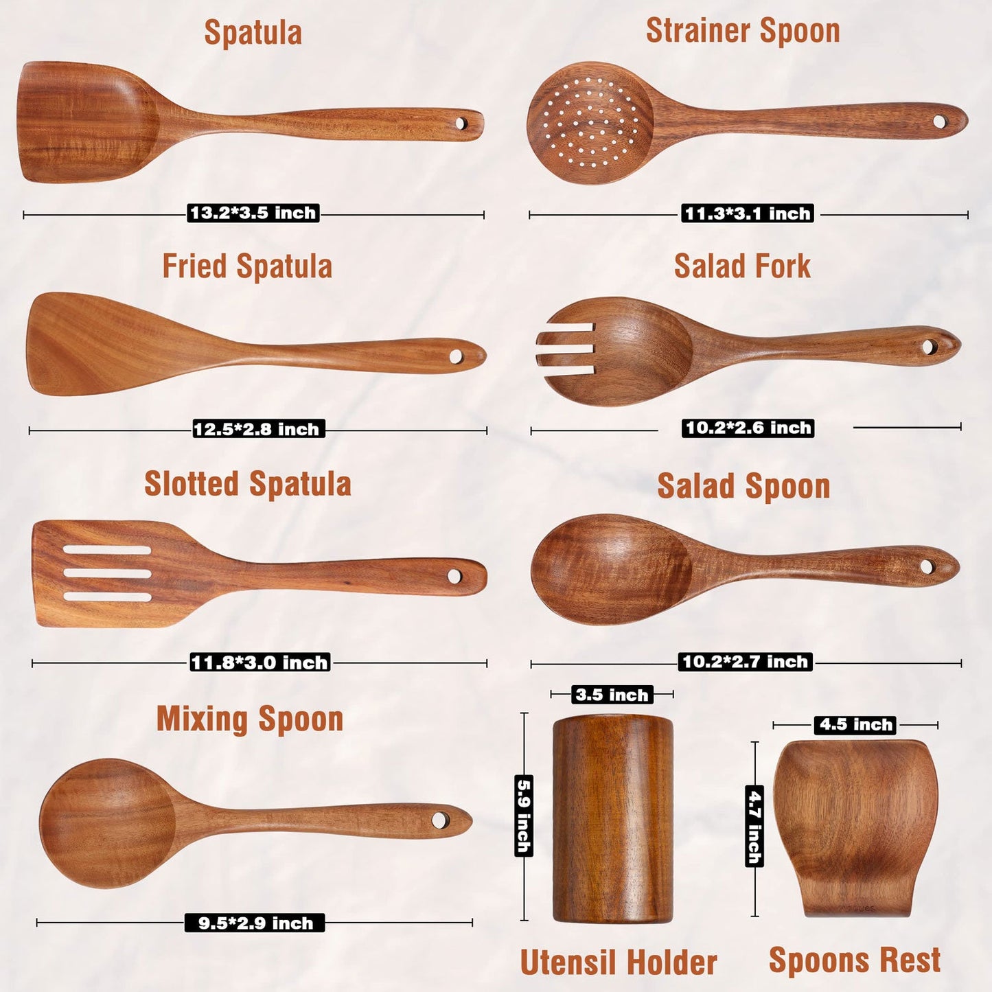 Premium Teak Wooden Utensil Set