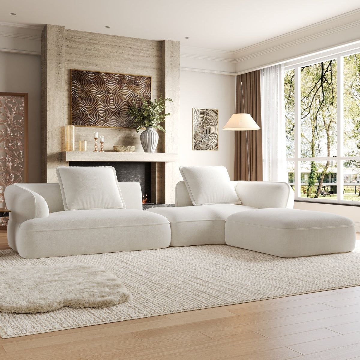 122" Modern L-Shaped Sectional Sofa with Chaise Lounge