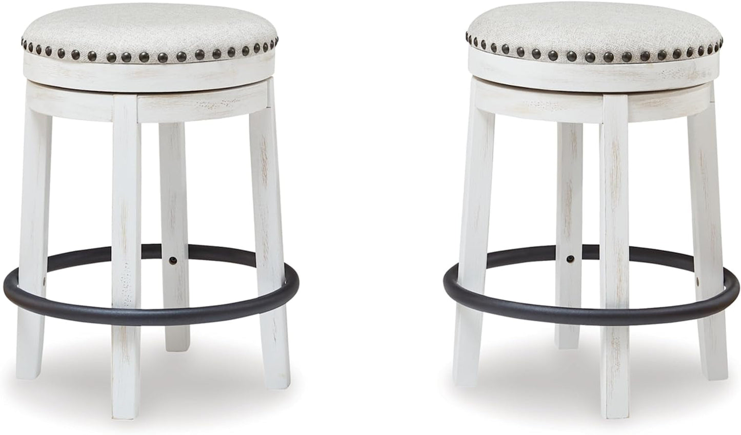 Valebeck 24Inch Counter Height Swivel Stool White Black
