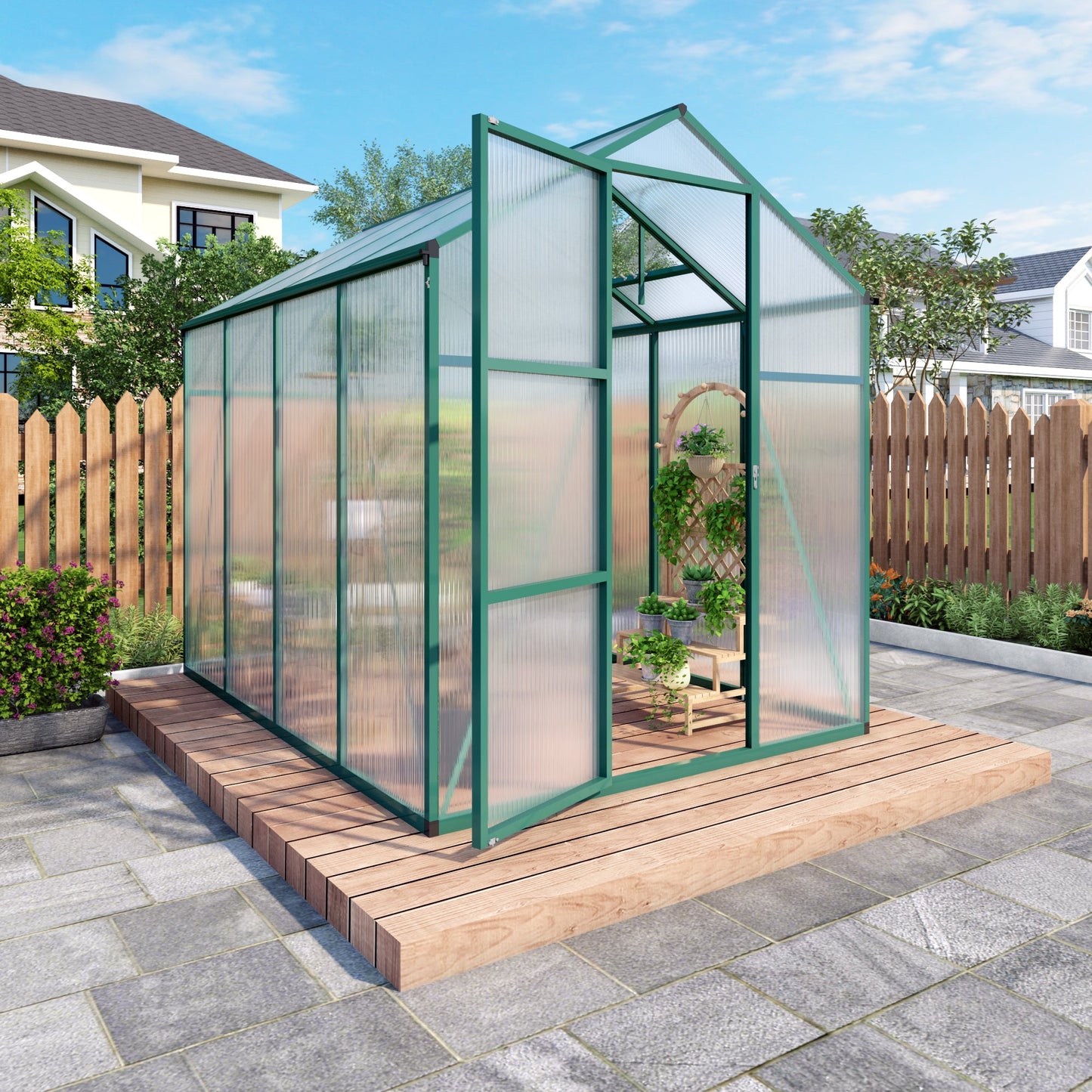 Gain Height Windproof Aluminum Greenhouse 6x8 FT