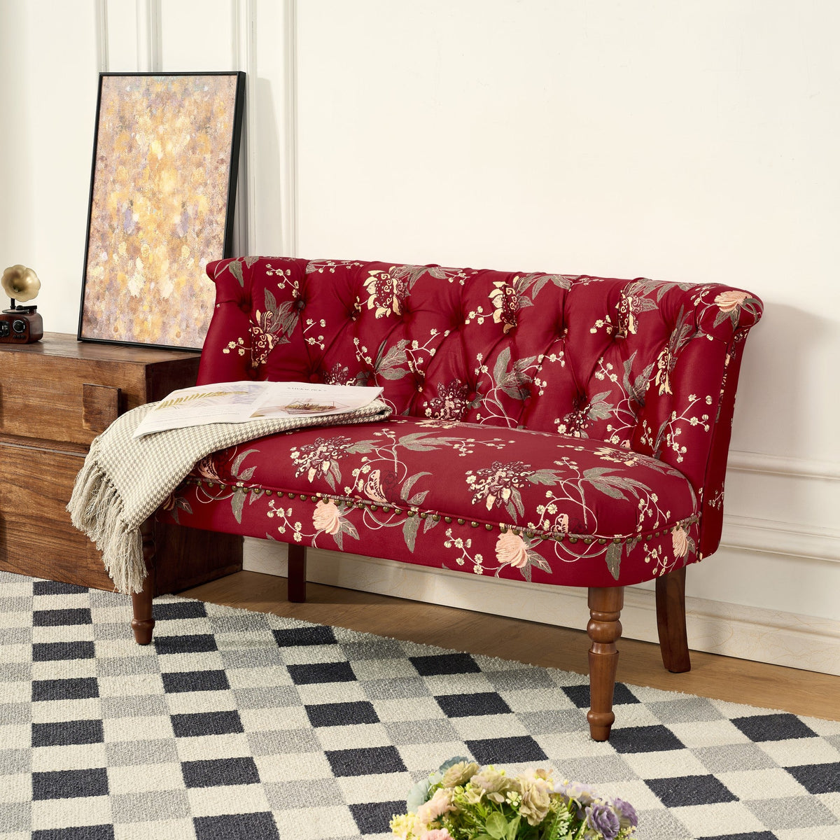 European Style Sofa Chair in Wine Red