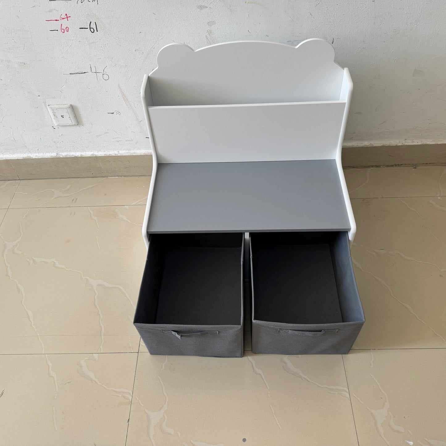 Kids Bookshelf with Storage Bins