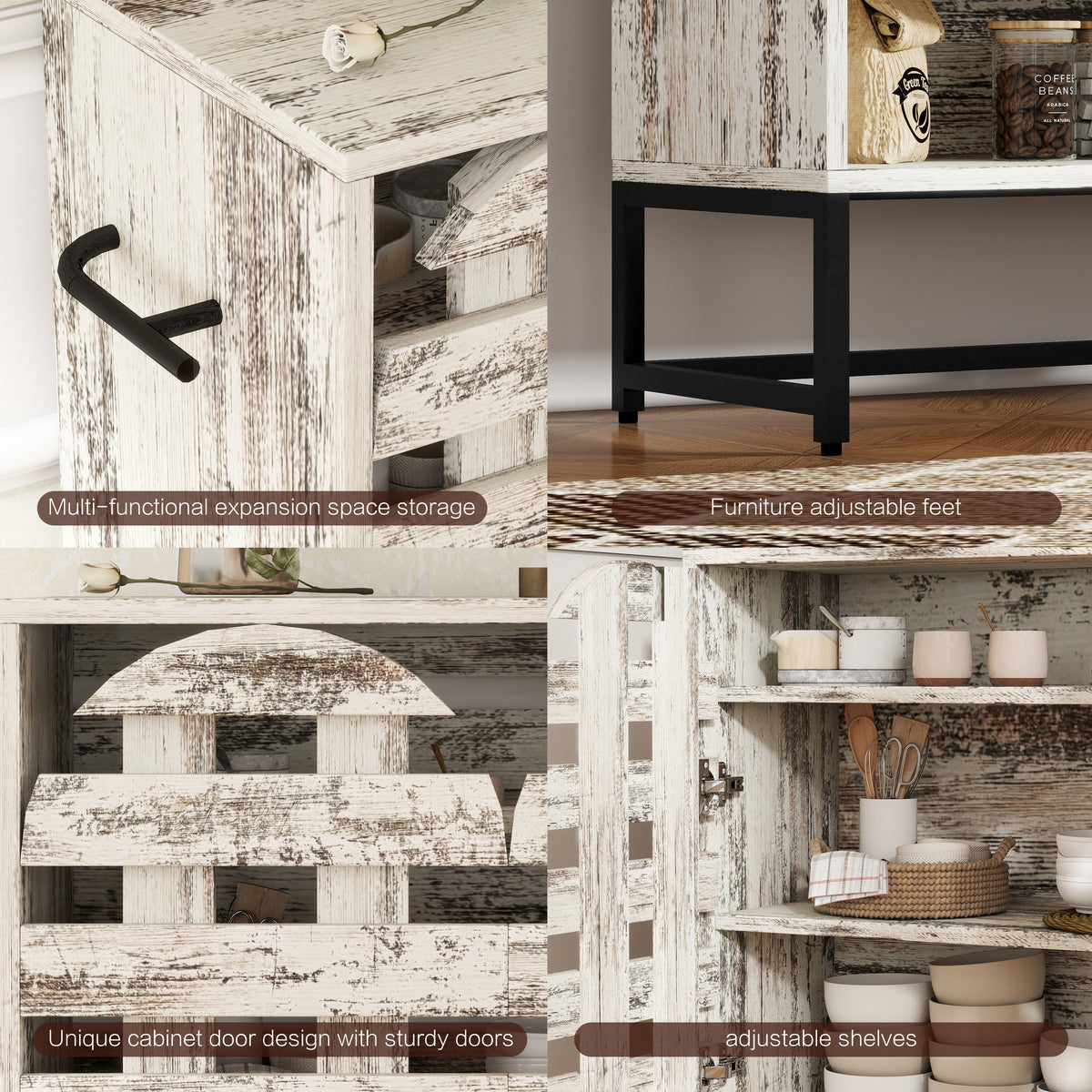 44.3" Farmhouse Sideboard Cabinet with Storage
