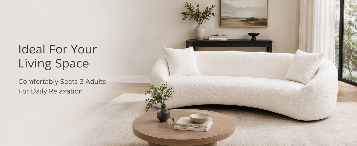 93.31" Minimalist Curved Sofa, 3 Seater