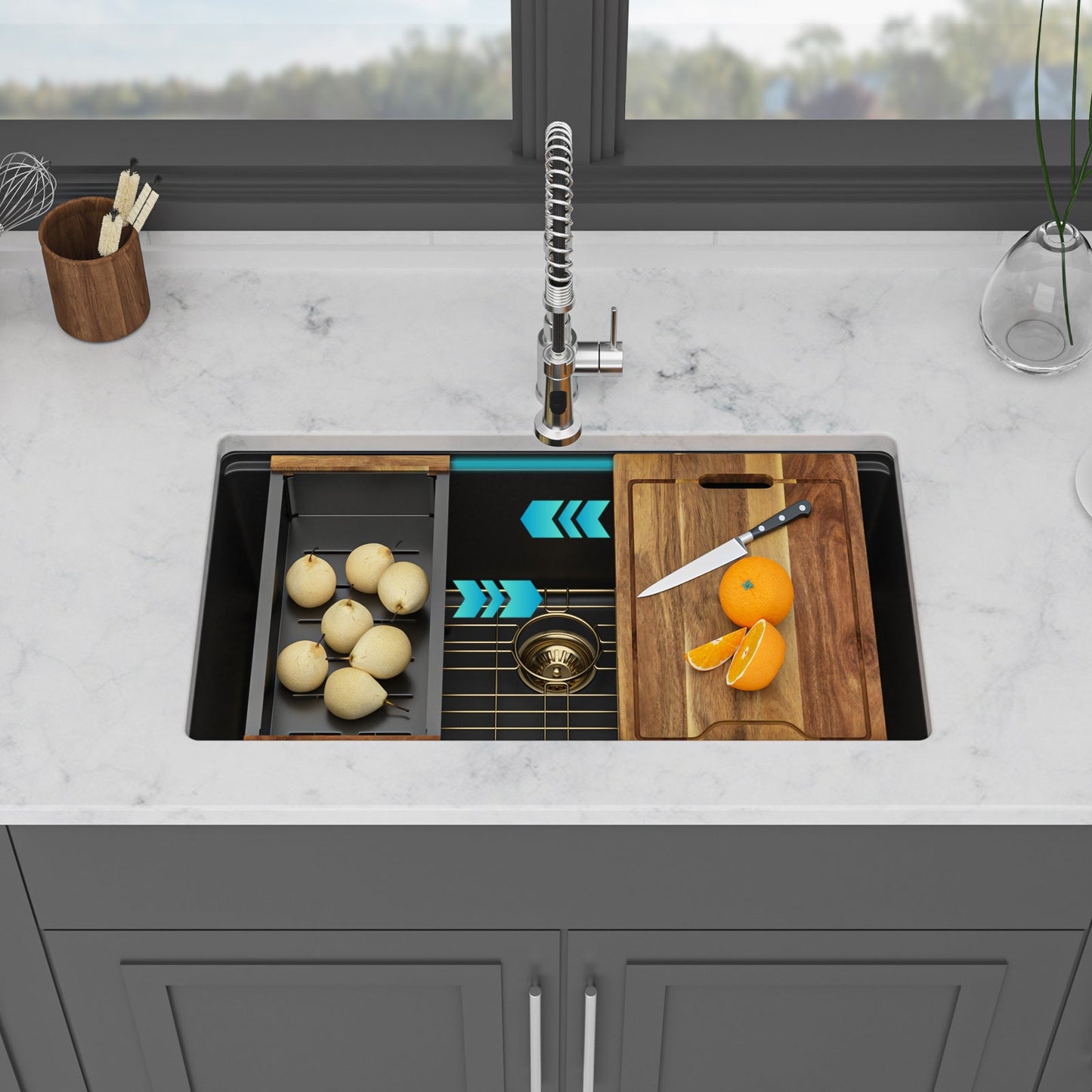 Quartz Kitchen Sink - 33" x 19" x 9.65"