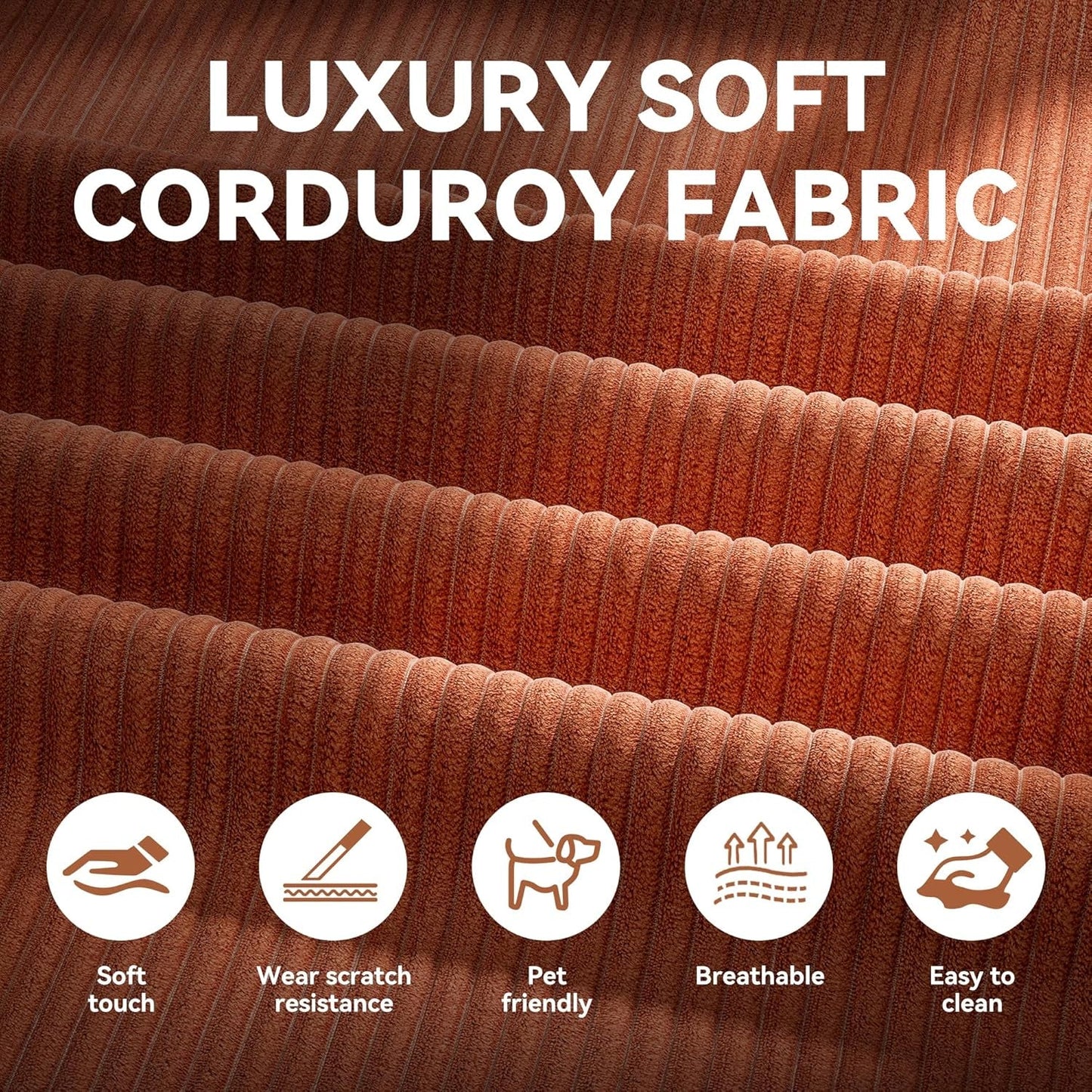 79 Inch Convertible Sofa Bed Orange Corduroy Pillows