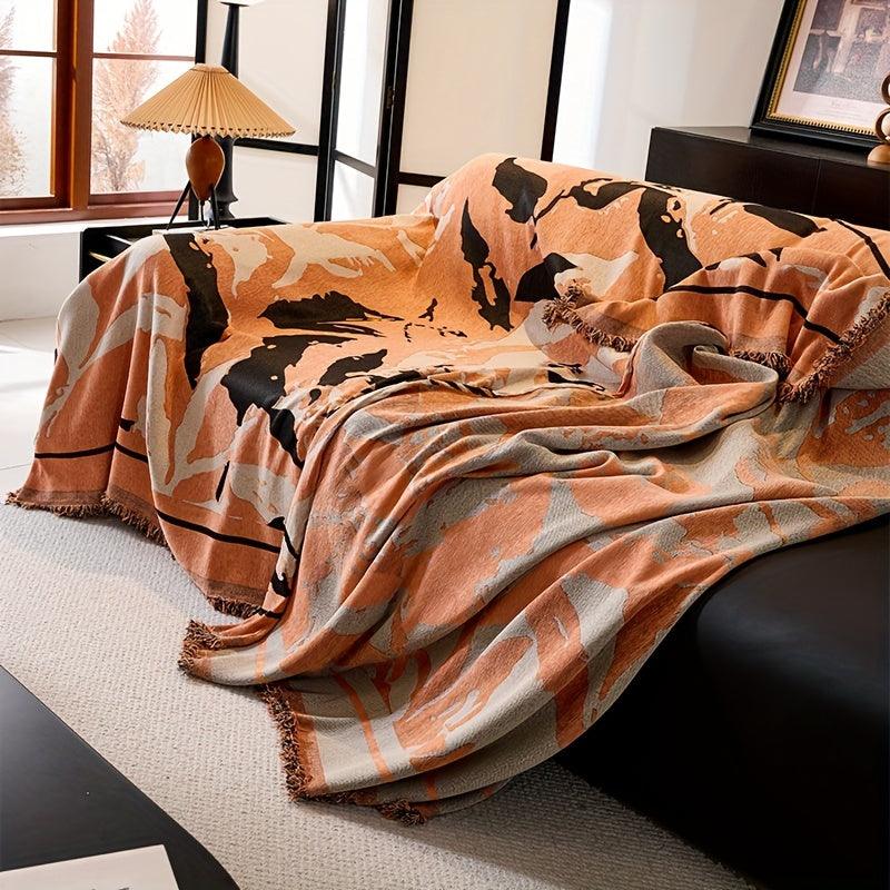 Premium Chenille Fabric Dark Green Couch Cover - All-Season Protector