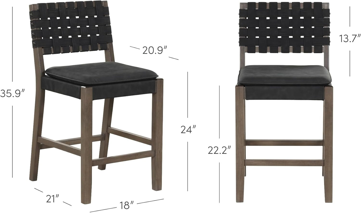 Cohen Mid Century Leather Bar Stool Counter Height