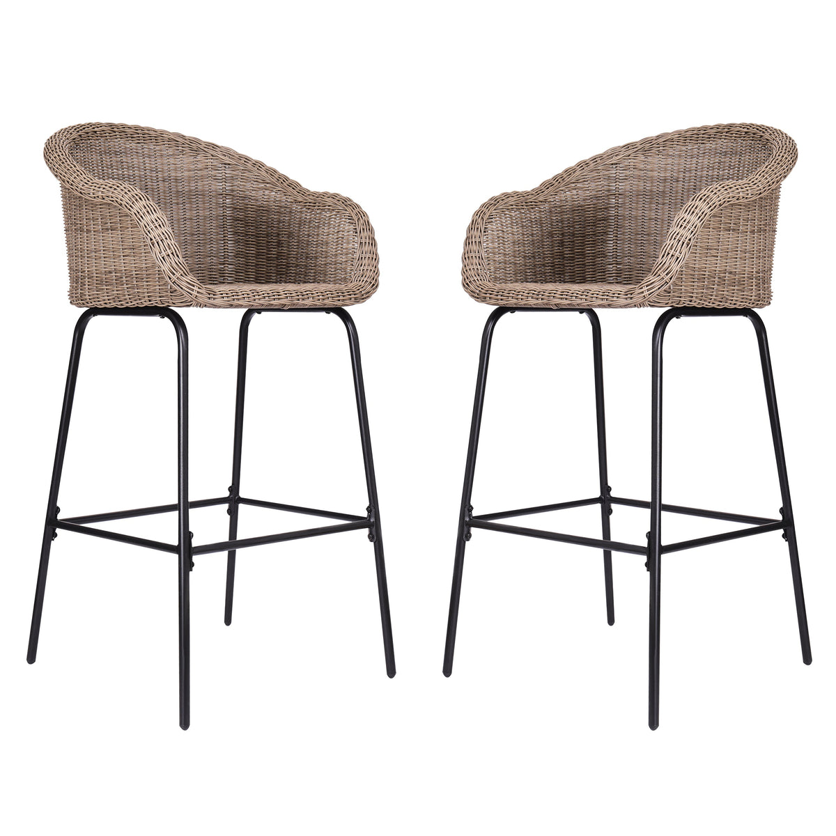 Ladd Outdoor Metal Wicker Barstool