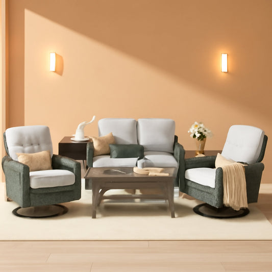 5 Piece Outdoor Patio Furniture Set With Swivel Rocker Chairs Light Gray