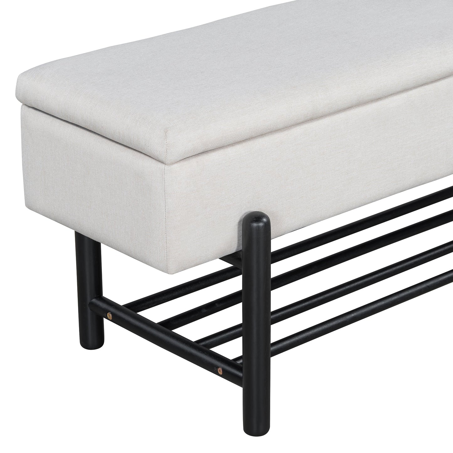 TREXM Farmhouse Upholstered Storage Bench with Hidden Compartment