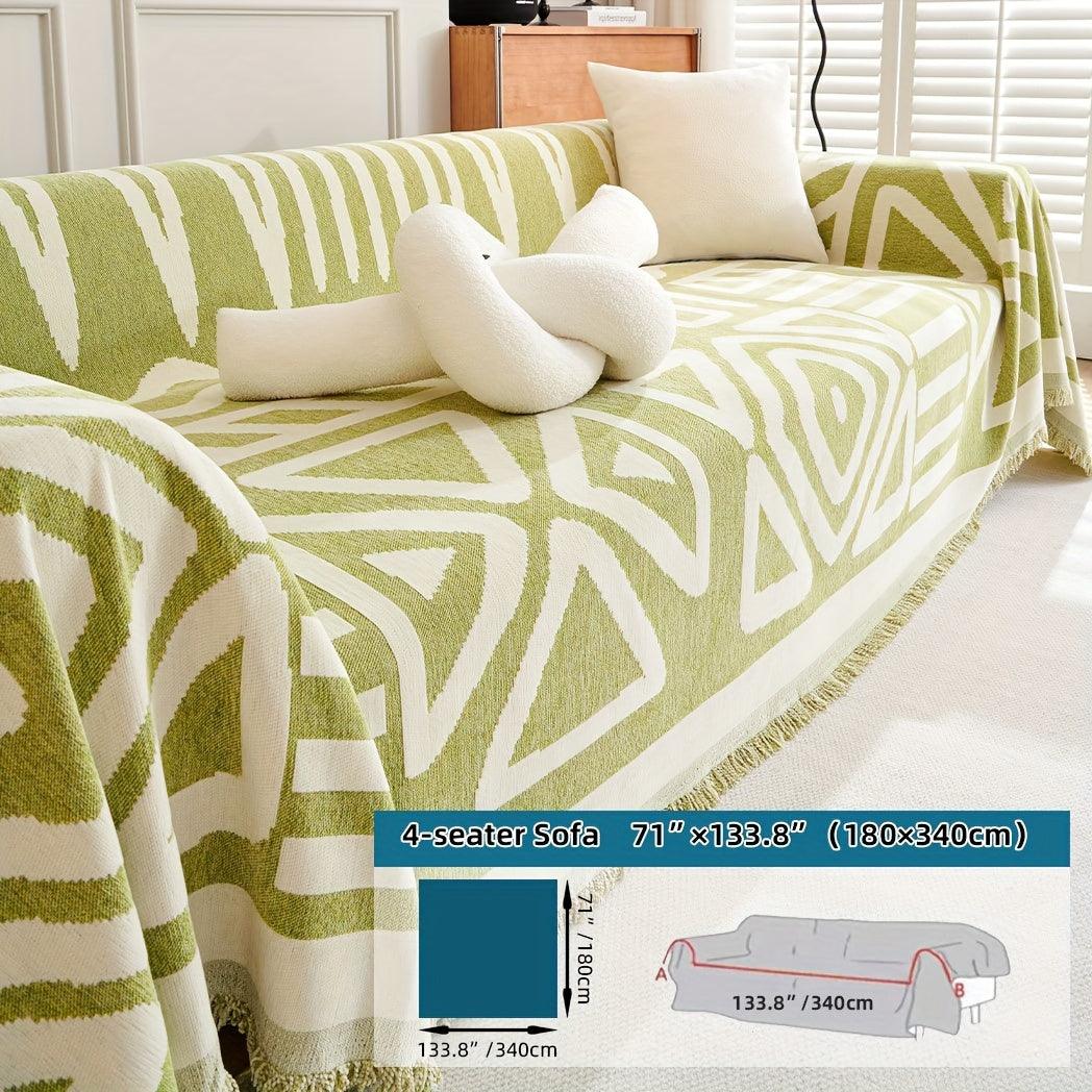 Bohemian-Style Chenille Fabric Extra Long Couch Cover Anti dog scratch