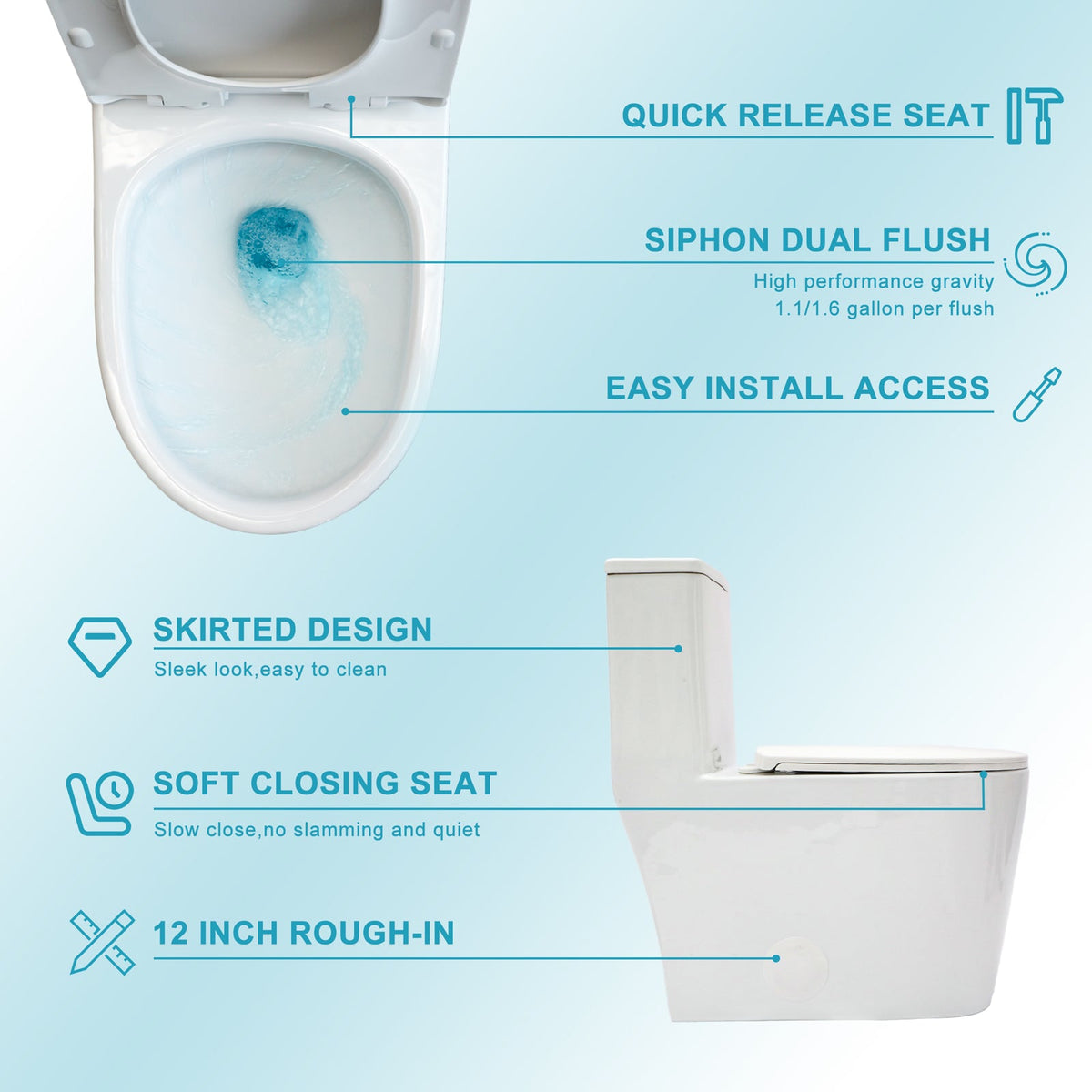 Ceramic One Piece Toilet for Bathroom