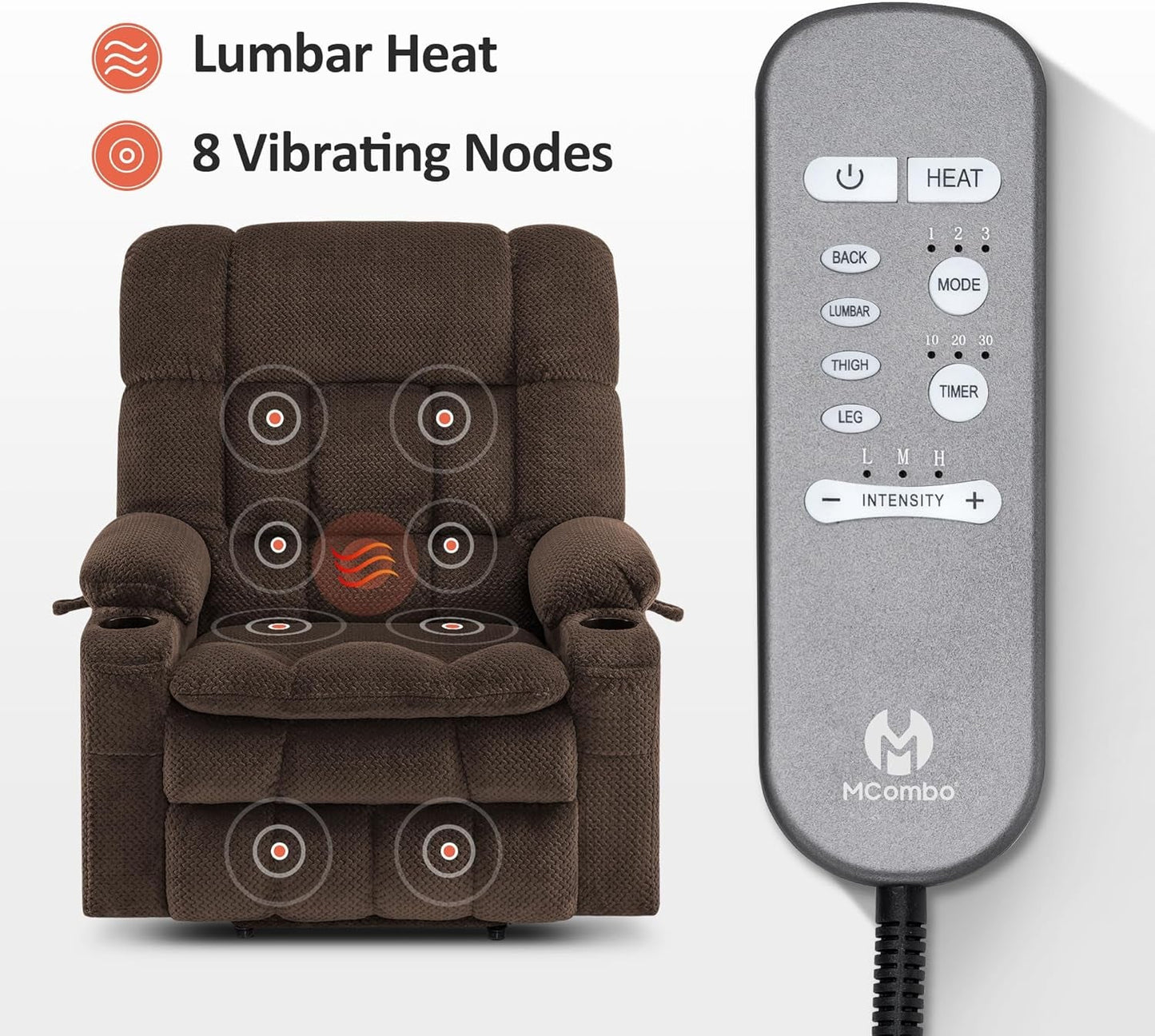 Large Power Lift Recliner With Massage And USB Ports