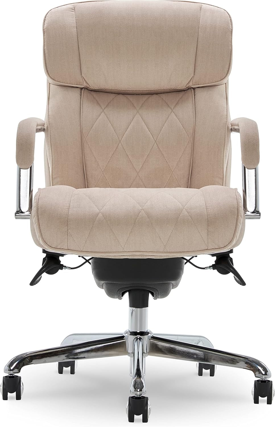Quilted Leather Executive Office Chair With Lumbar Support Cream