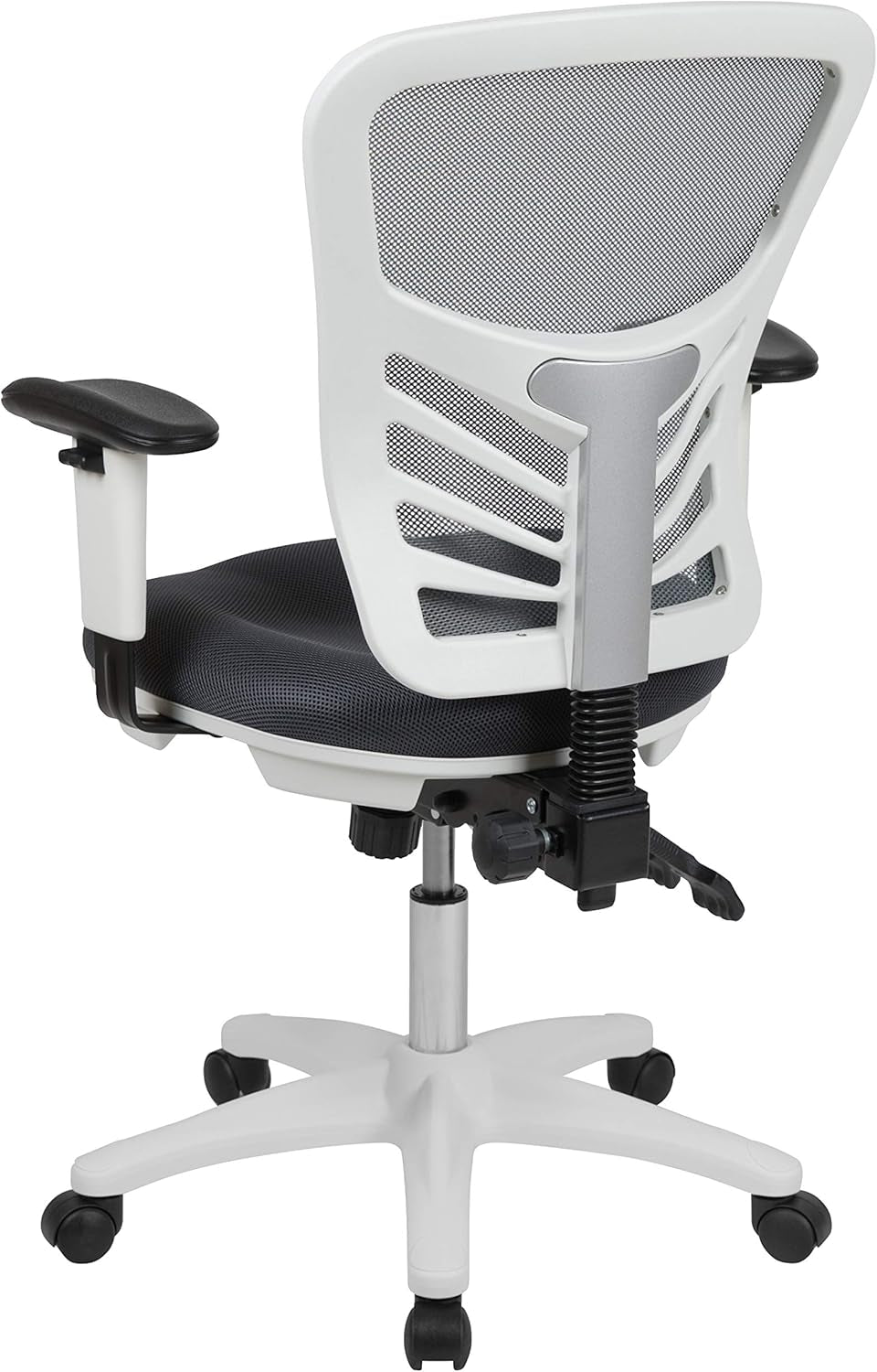 Nicholas Gray And White Mesh Mid Back Swivel Office Chair With Adjustable Lumbar