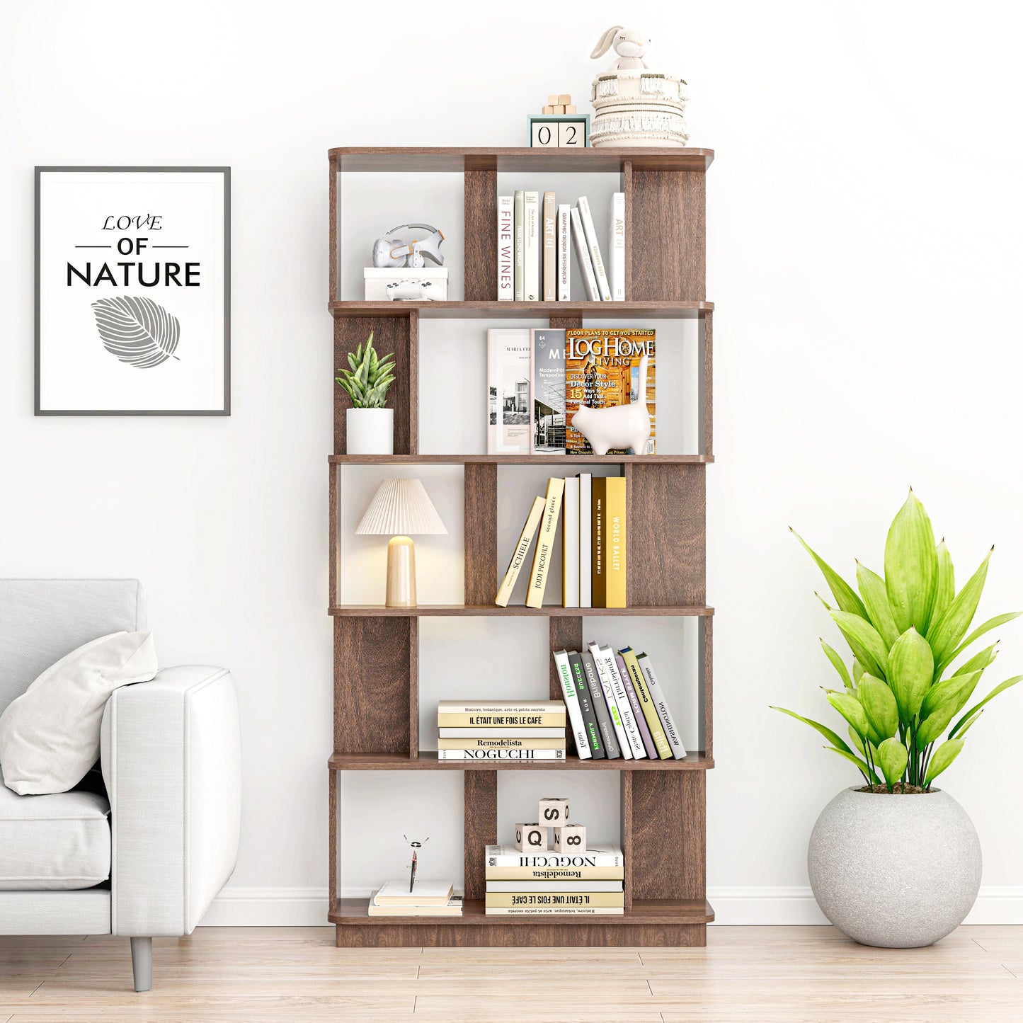 Modern 5-Tier Open Storage Bookcase