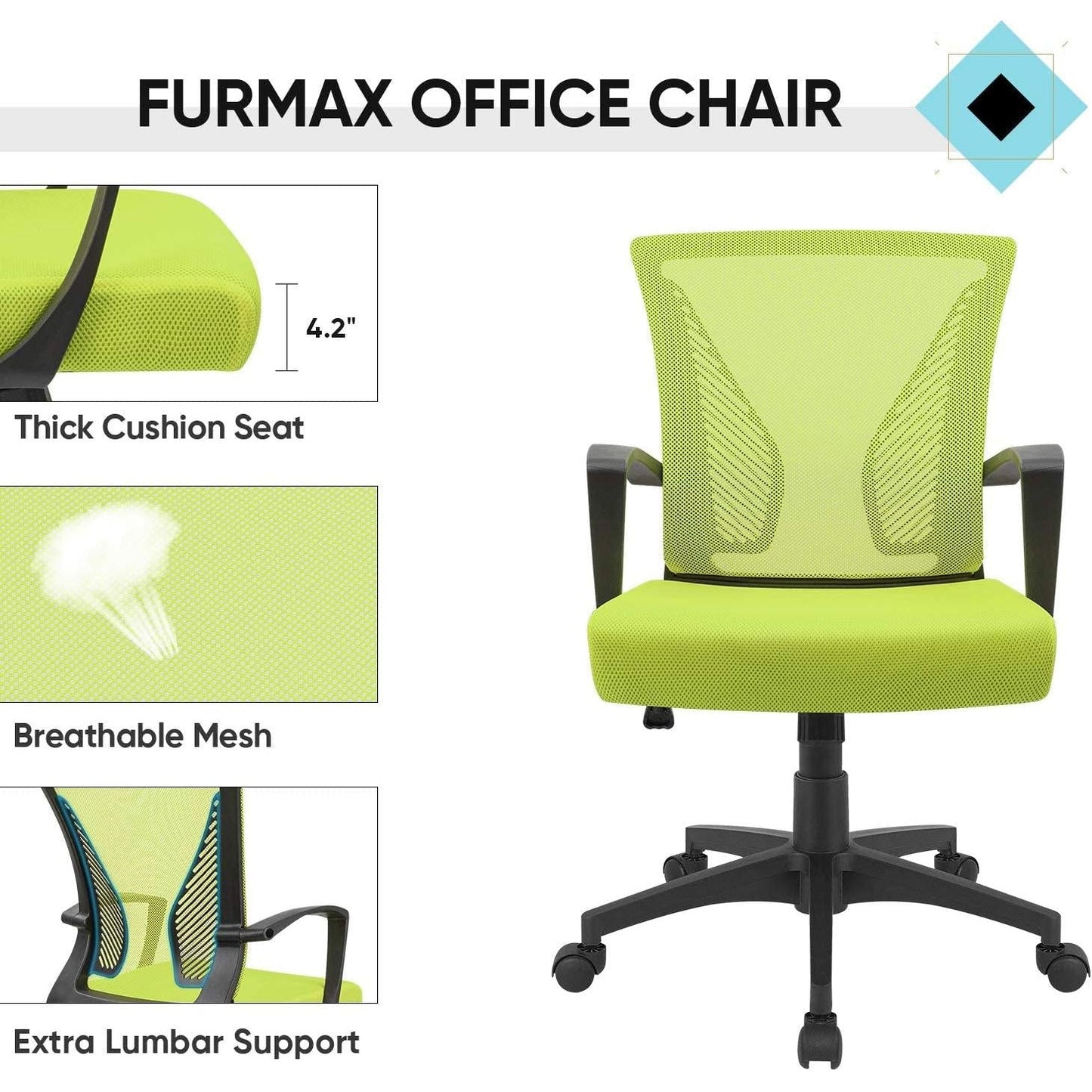 Cyan Ergonomic Office Chair Armrests And Lumbar Support