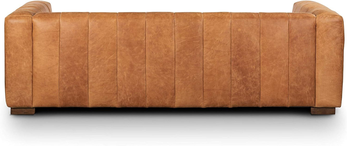Canale 86 Inch Sofa Full Grain Italian Leather Cognac Tan