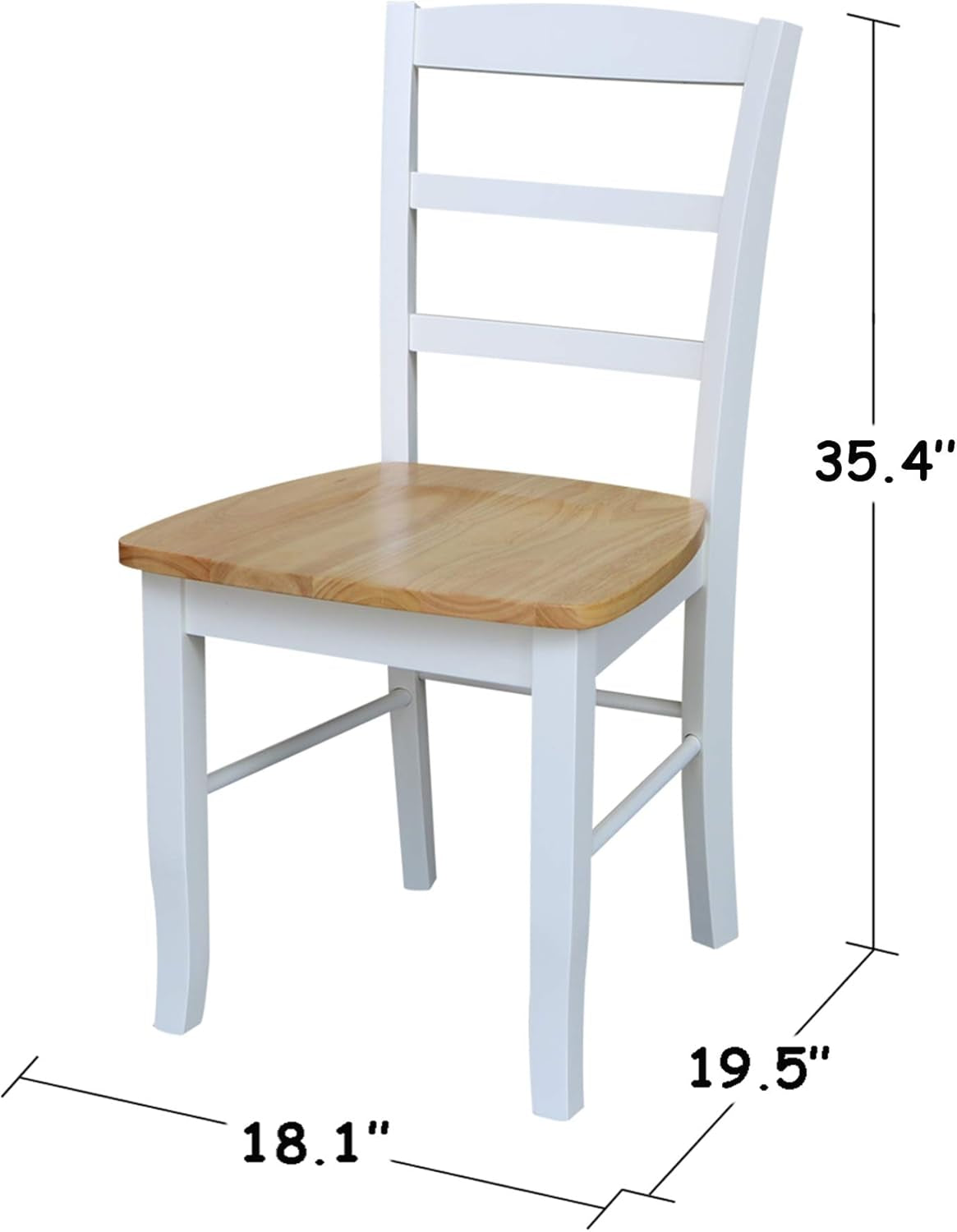 Madrid Ladderback Dining Chairs Parawood Construction White Natural