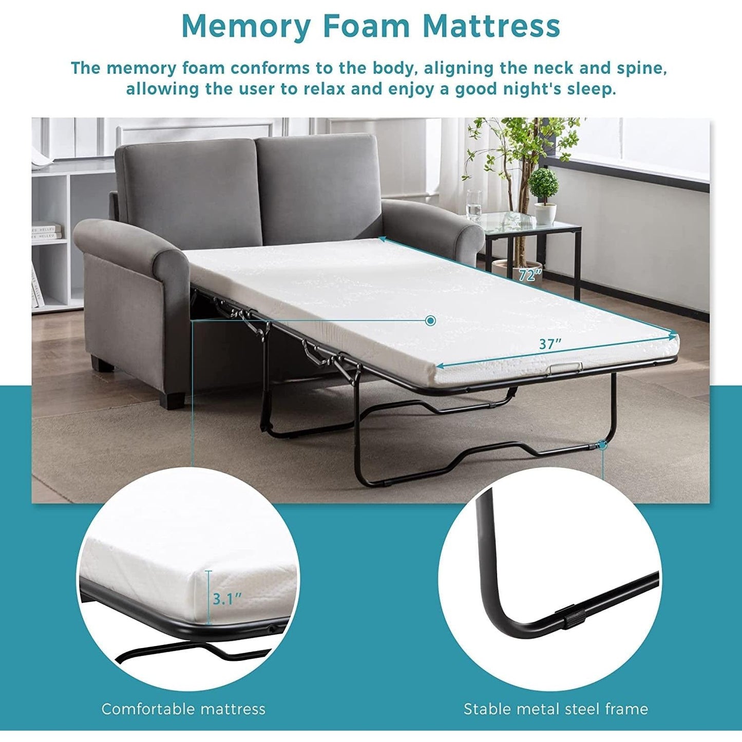 Memory Foam Sofa Bed For Small Spaces Space Saving Studio