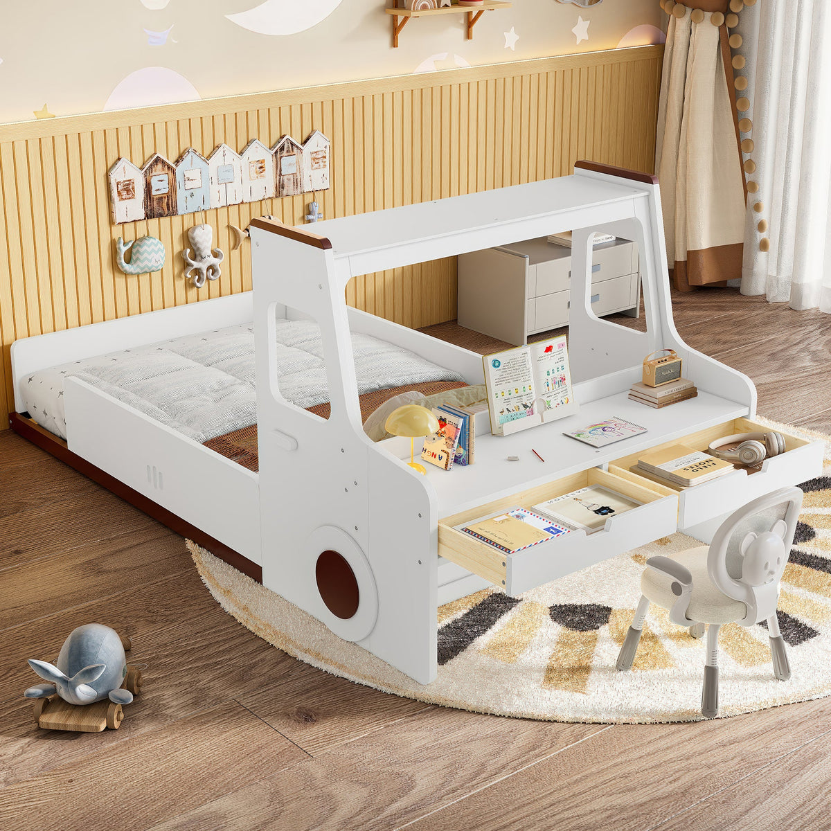 Twin Size Floor Bed with Car-Shape Design