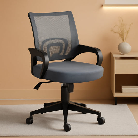 Dark Grey Ergonomic Mesh Office Chair With Lumbar Support Mid Back