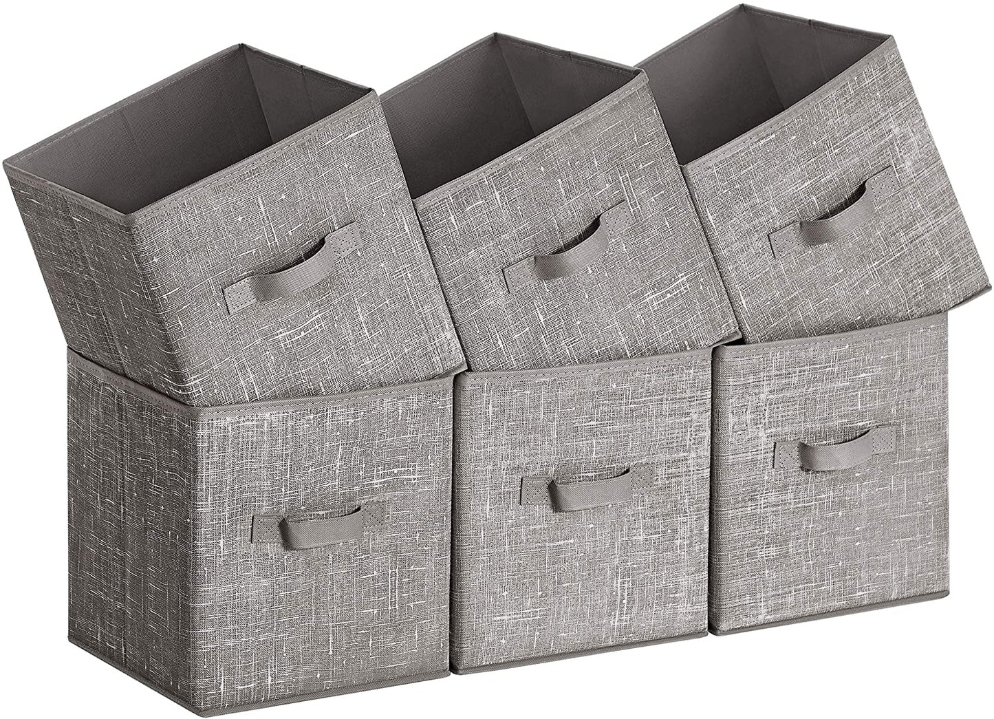 Storage Boxes, Set of 6, Non-Woven Fabric Foldable Storage Cubes, Toy Clothes Organizer Bins, Taupe