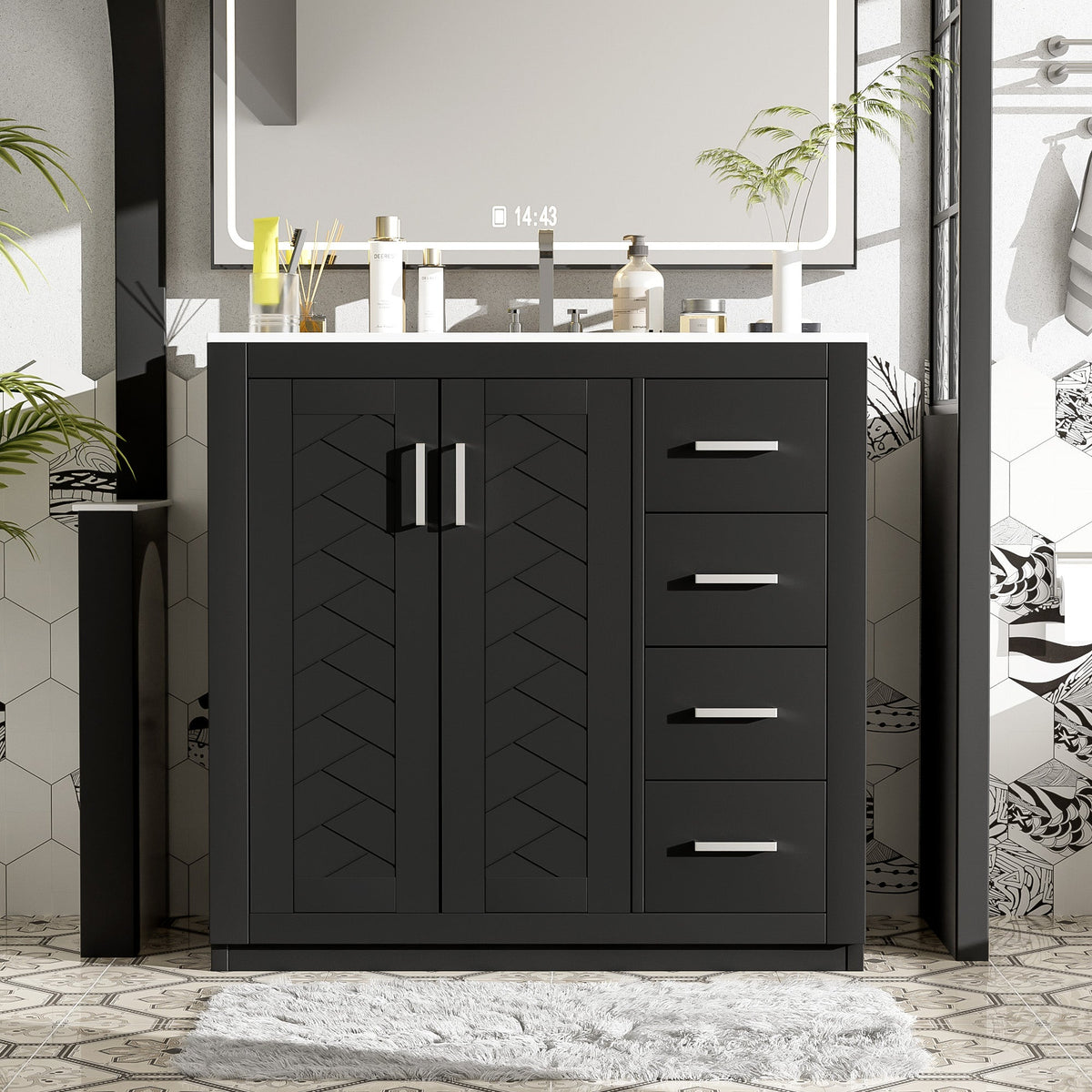 36'' Bathroom Vanity with Ceramic Sink Combo