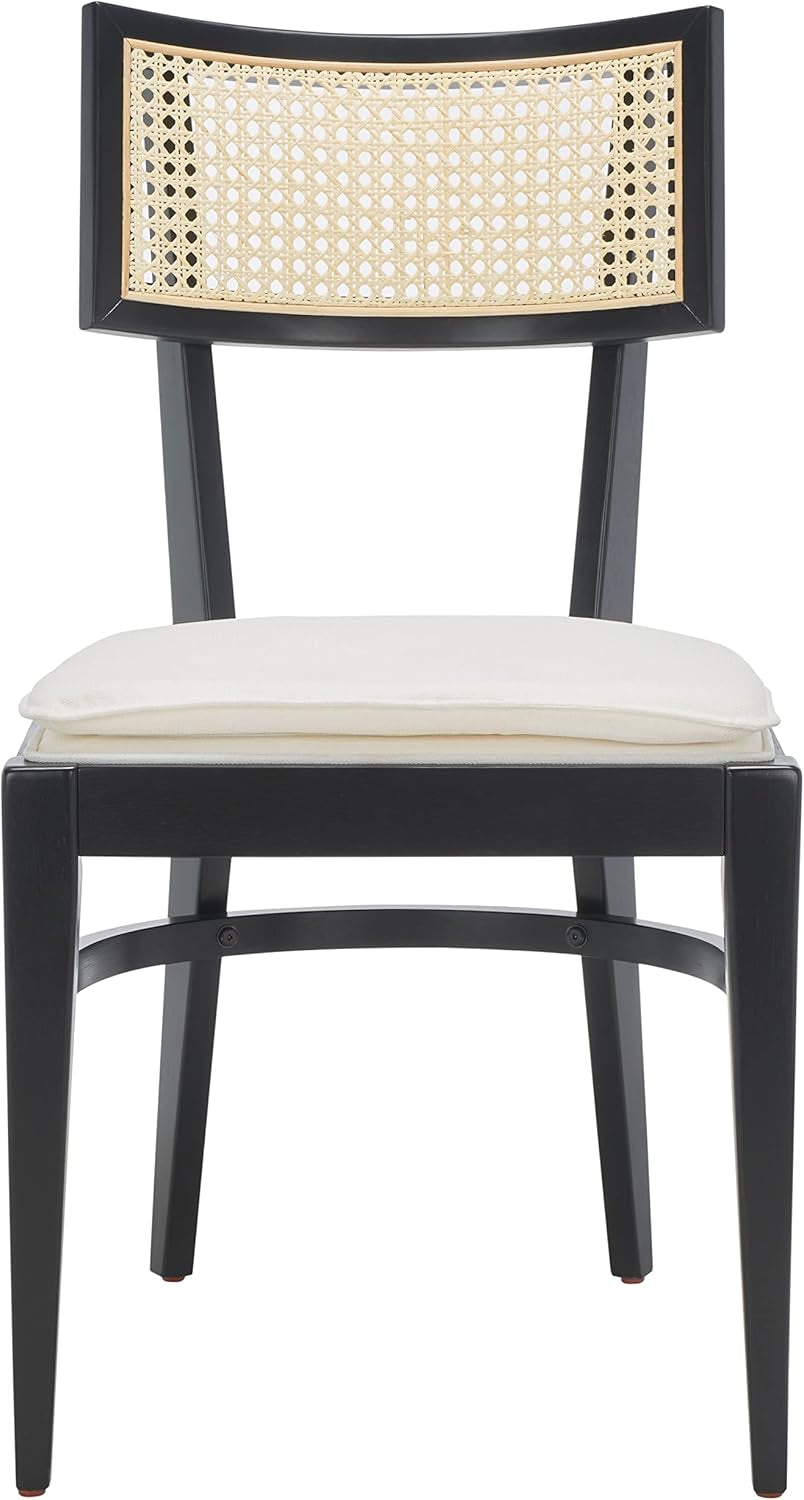 Galway Coastal Dining Chair Black Frame Cane Seat Cushion