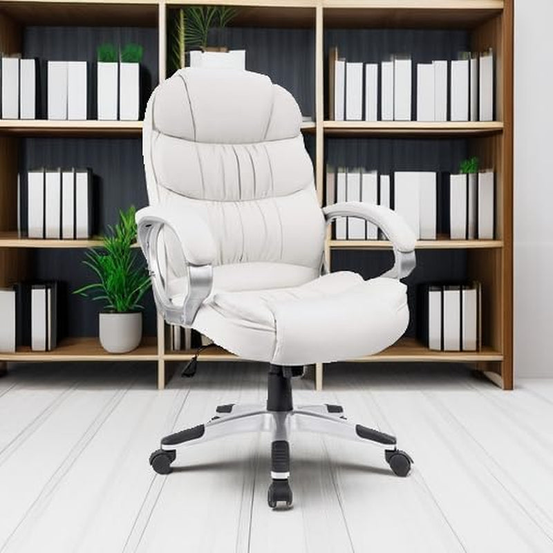 White High Back Office Chair With Adjustable Height