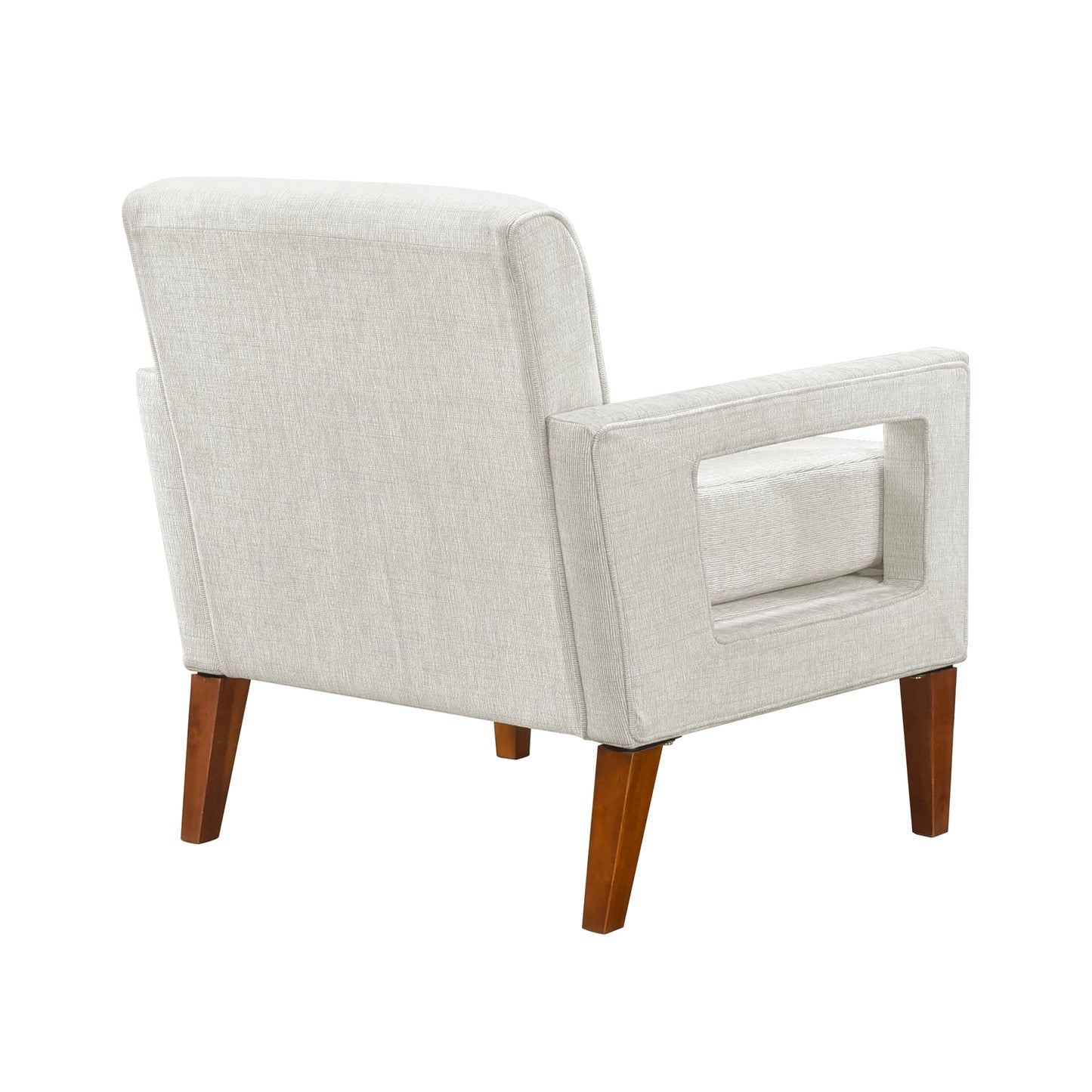 Modern Living Room Chair Beige Chenille Upholstery Pocket Coils Solid Wood Legs Furniture 1pc Armchair