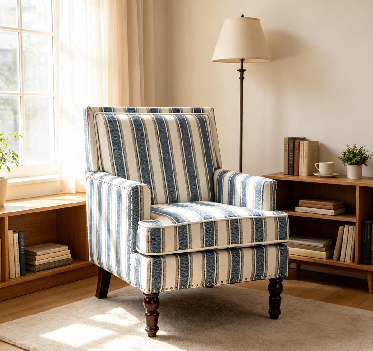 Upholstered Accent Chair, Vintage Armchair with Elegance