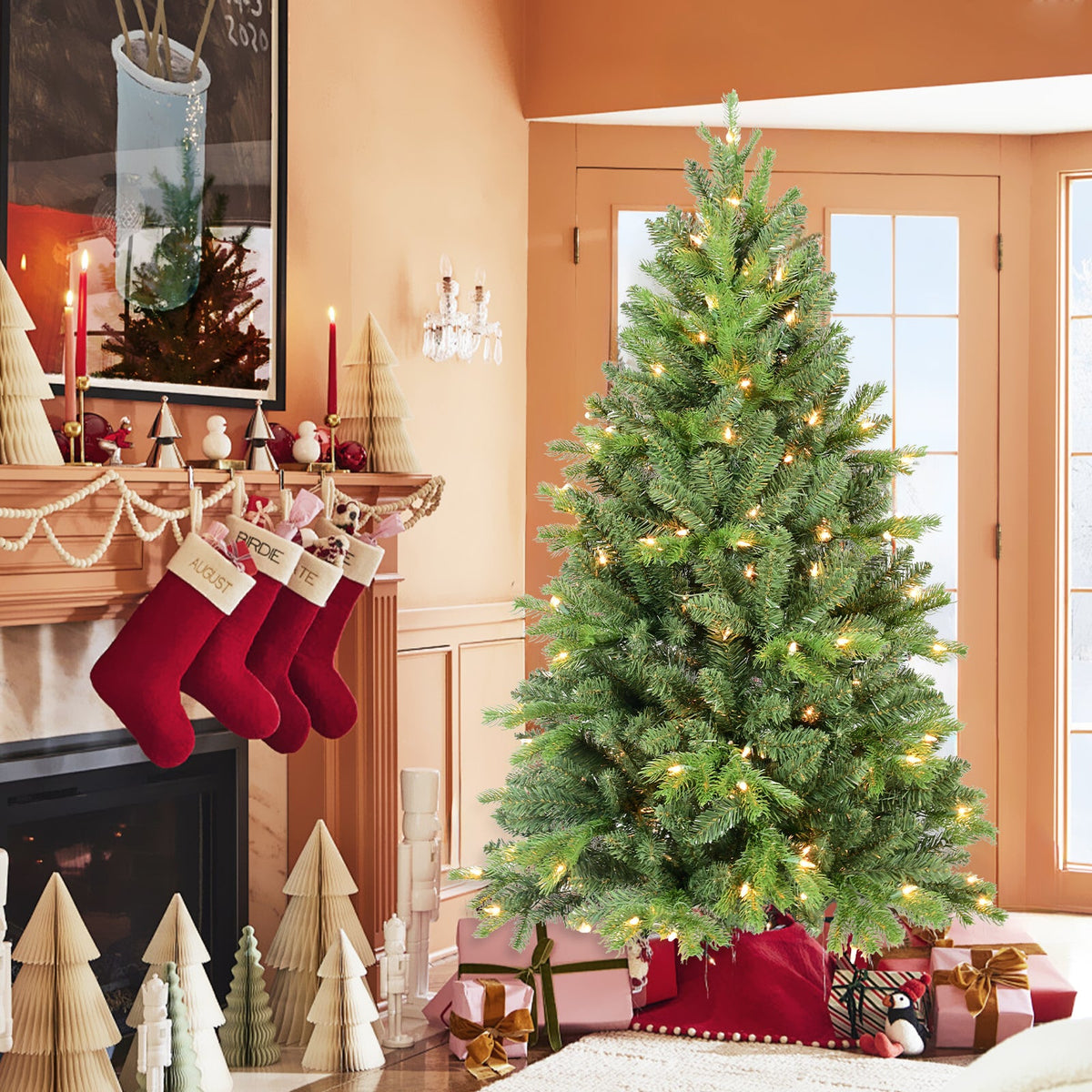 7.5Ft Christmas Tree with 1599 Tips and 450 Warm Lights