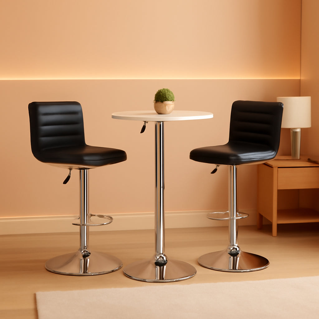 PU Leather Adjustable Bar Stools Set Of 2 Modern Style in a stylish kitchen setting.