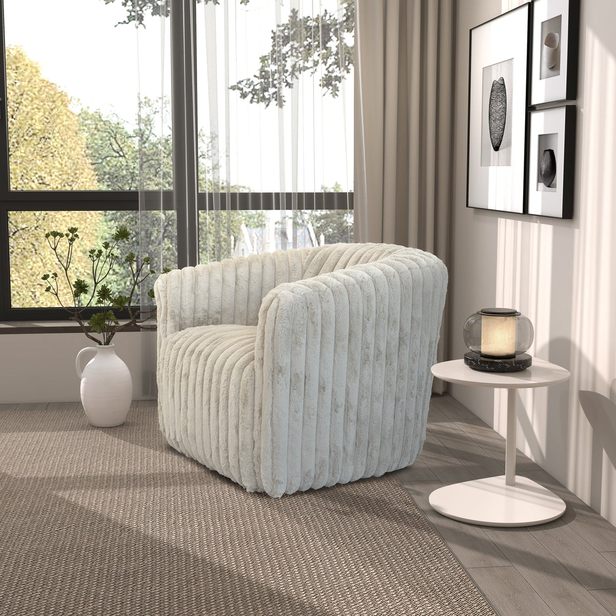 Elegant Style Mira Mid-Century Modern Velvet Swivel Chair