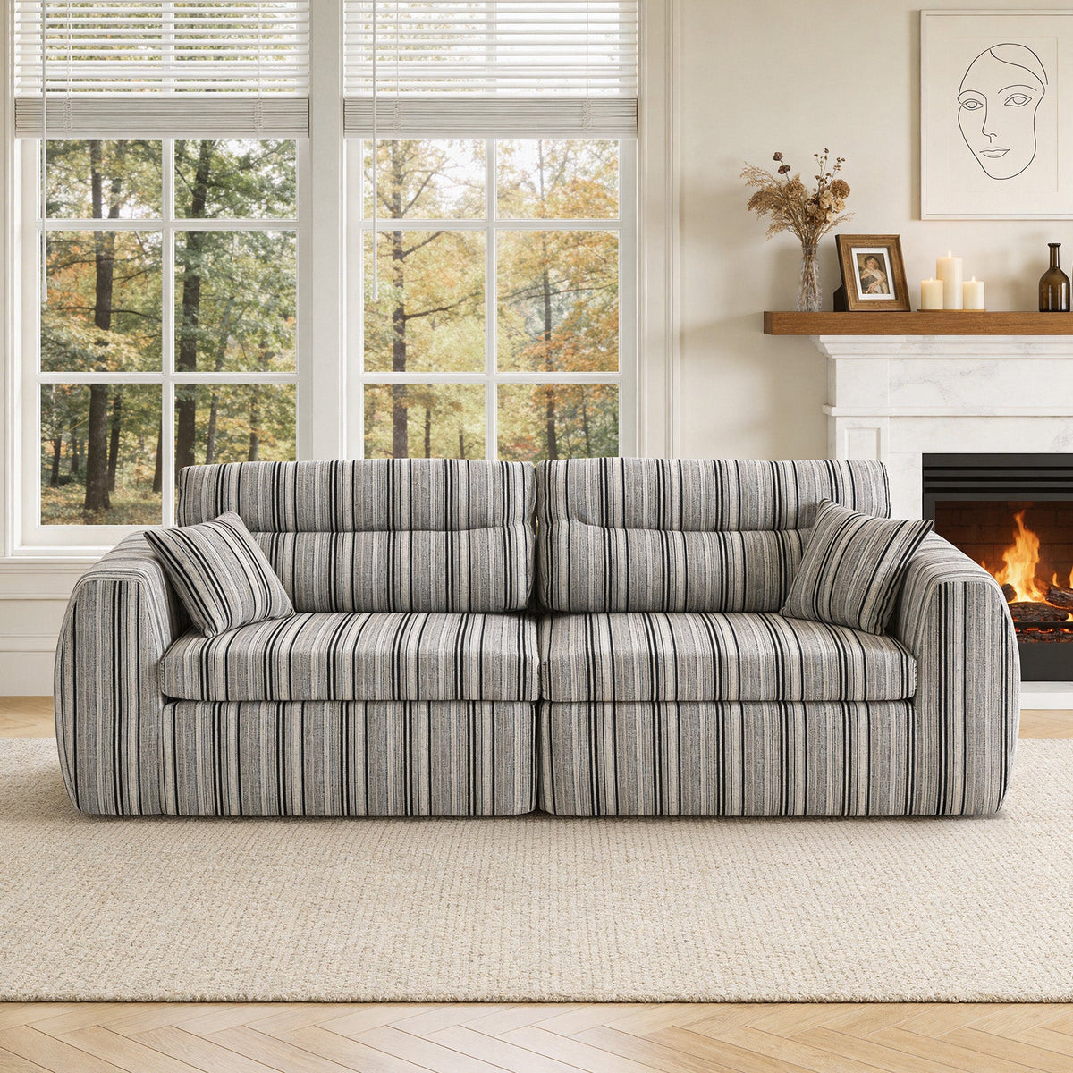 Woven Chenille Striped Compression Sofa
