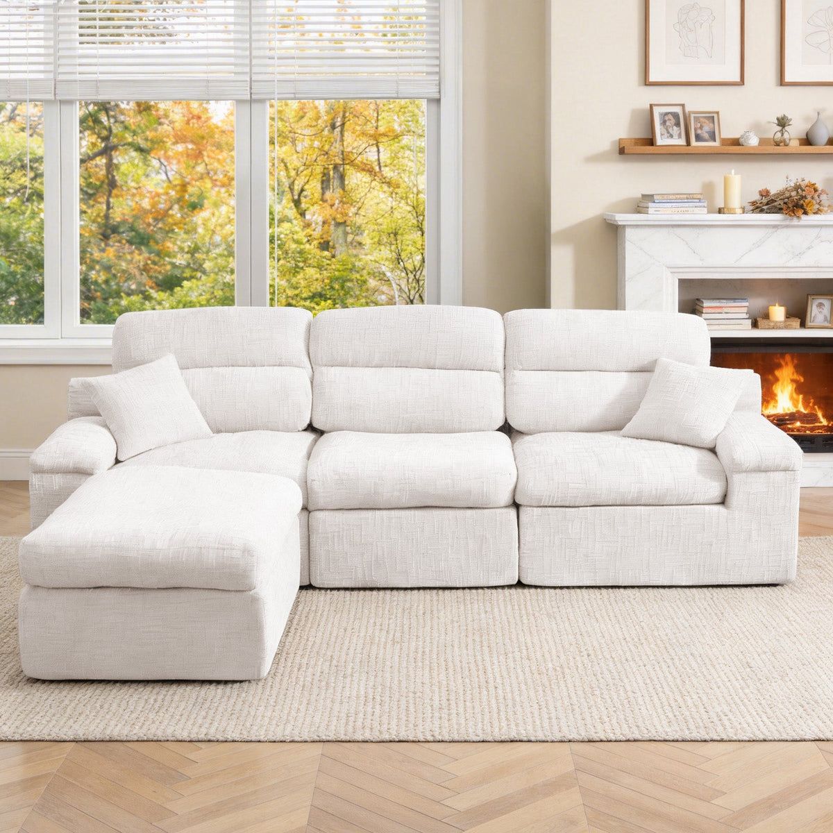 Corner Chaise Sofa with High Backrest