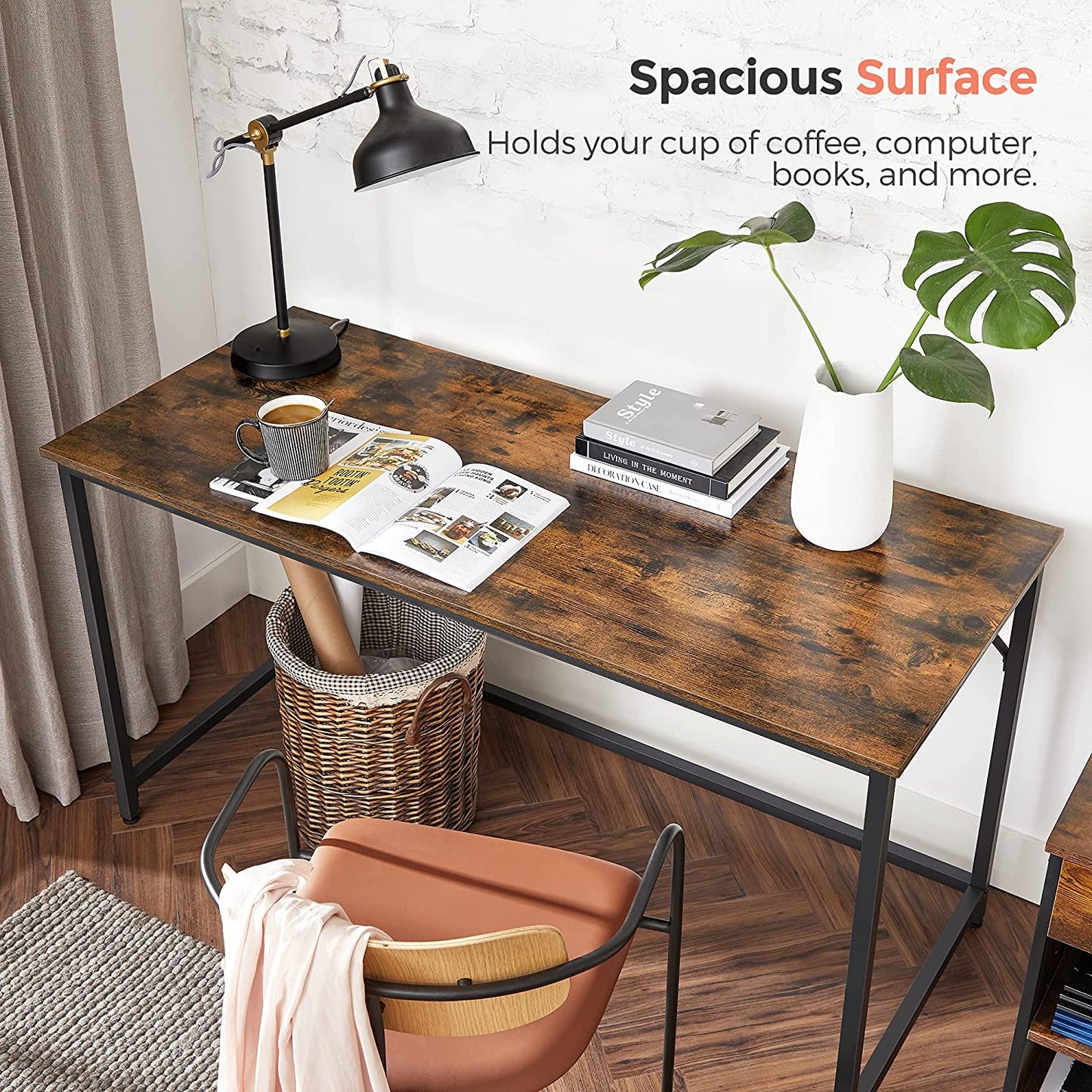 Computer Desk, 55.1-Inch Writing Desk, Home Office Small Study Workstation