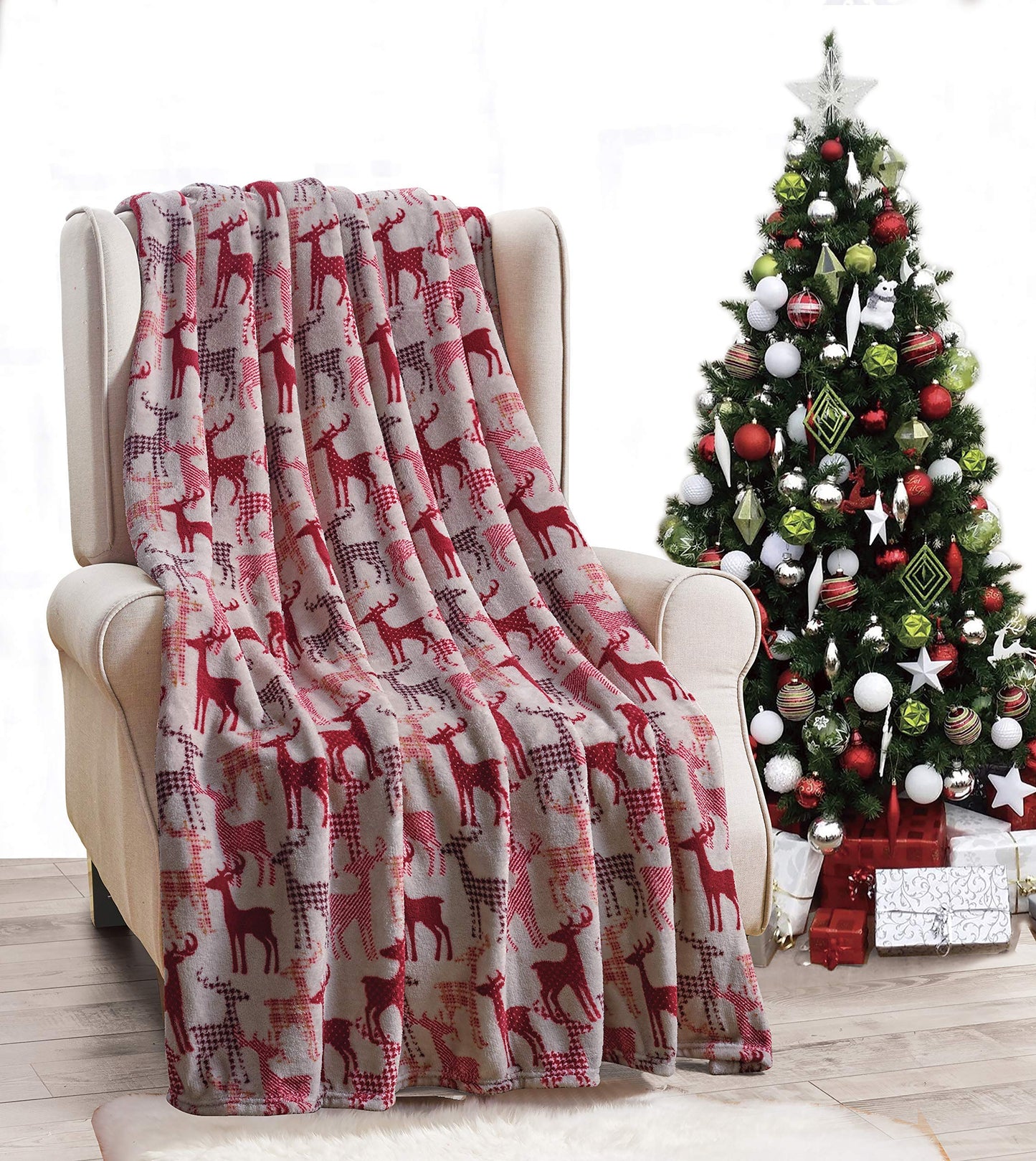 Decor&More Festive Holiday Microplush Throw Blanket (50" x 60") - Forest Friends