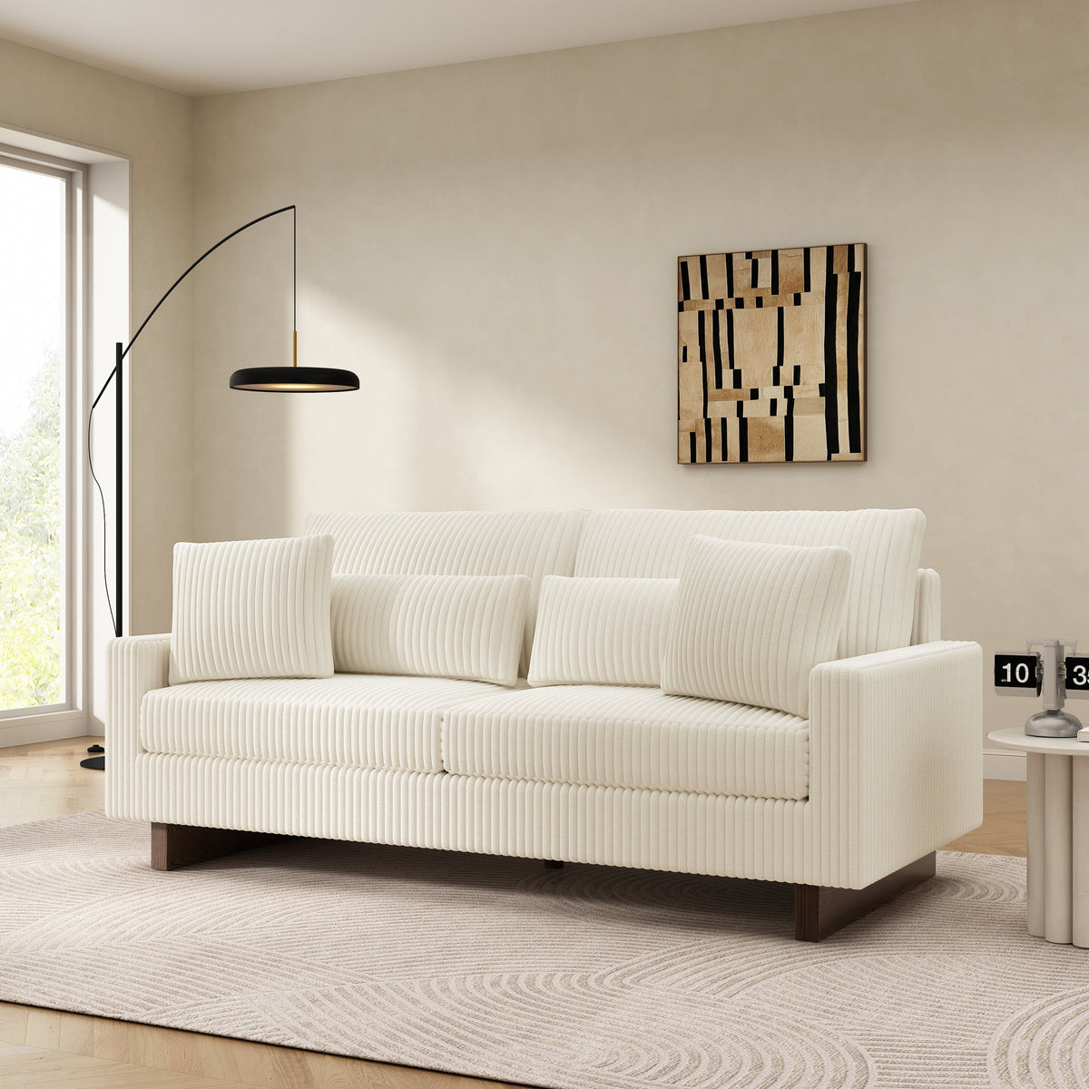 Modern Loveseat Sofa with Four Pillows