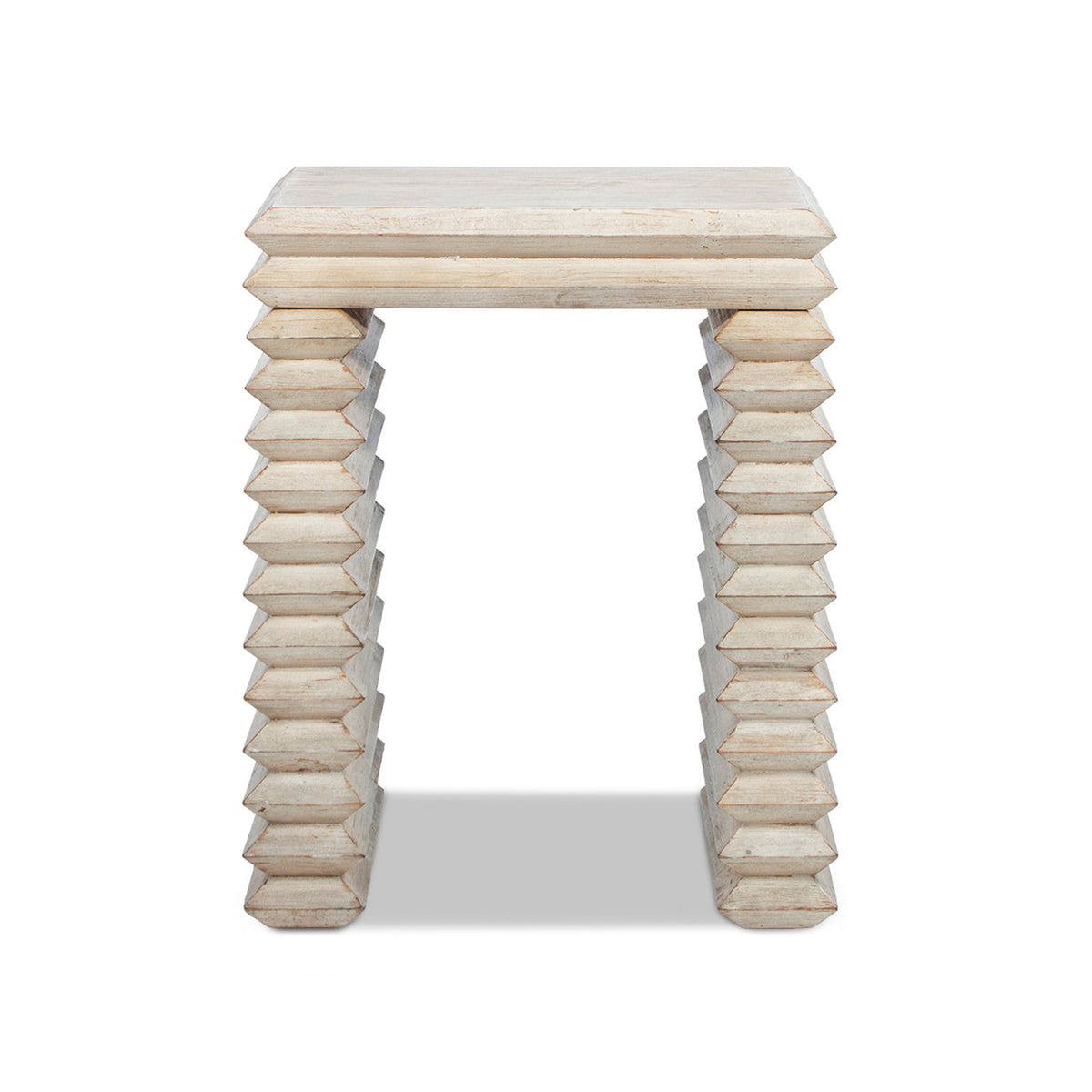 Veda 20" Reclaimed Wood Stacked Geometric Waterfall Side Table