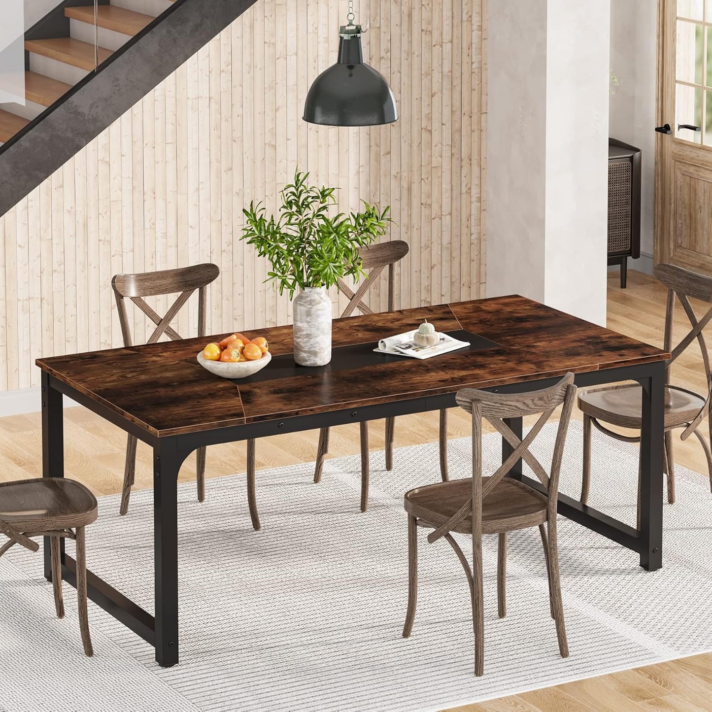 71" Industrial Dining Table for 6-8 People - Rustic