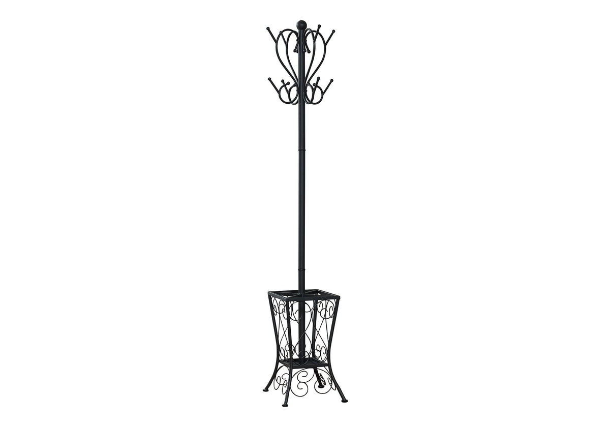Coat Rack Hall Tree with 8 Hooks and Umbrella Holder