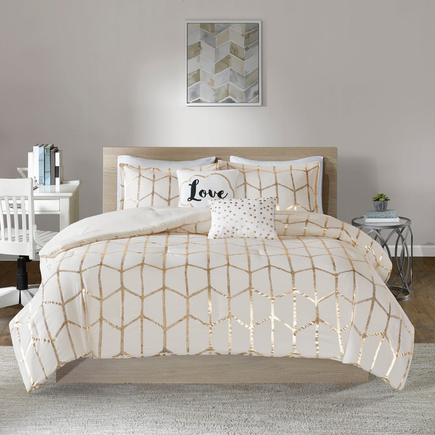 5-Piece Full/Queen 100% Polyester Brushed Printed Comforter Set