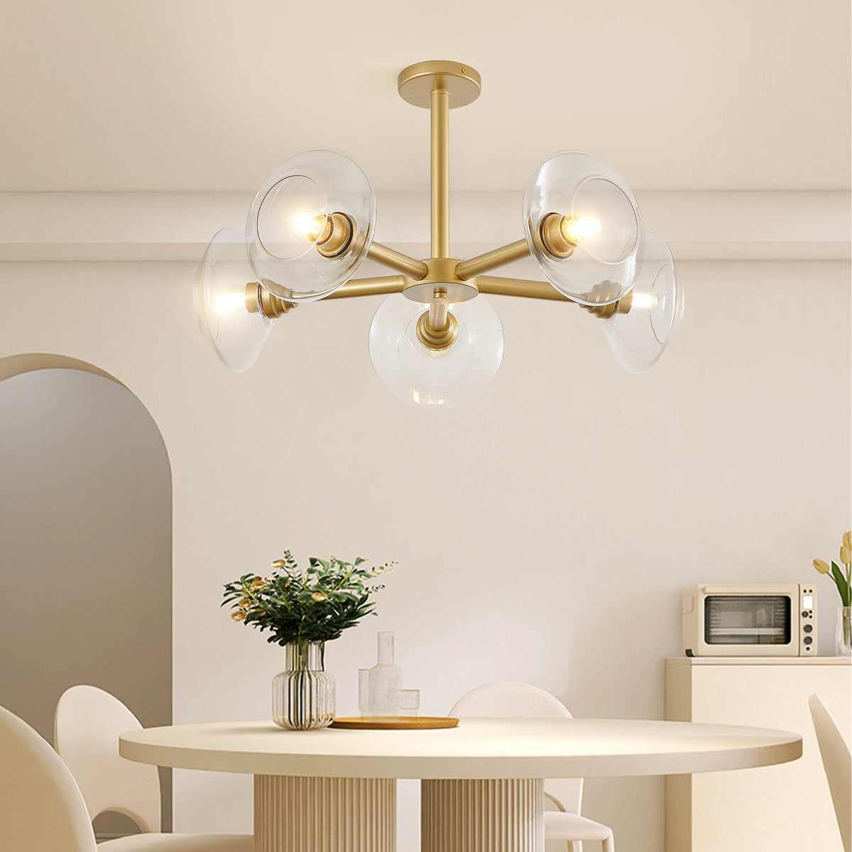 26" Modern Gold 5-Light Sputnik Chandelier