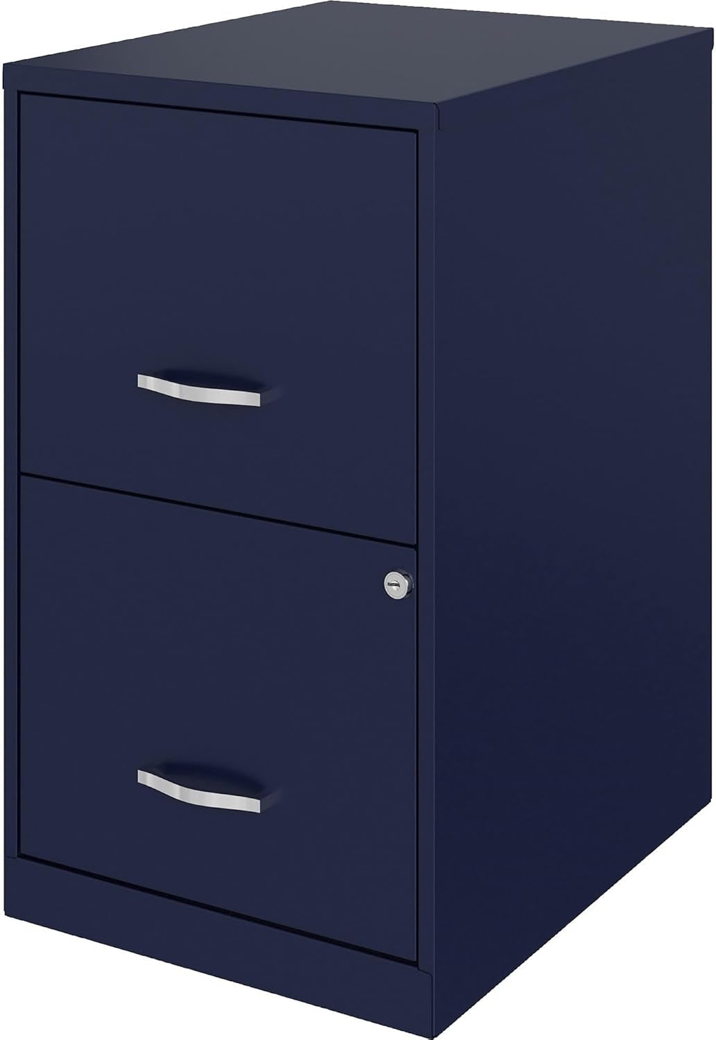 Navy Two Drawer File Cabinet With Smooth Glide Drawers, 14.2 By 18 By 24.5 Inches