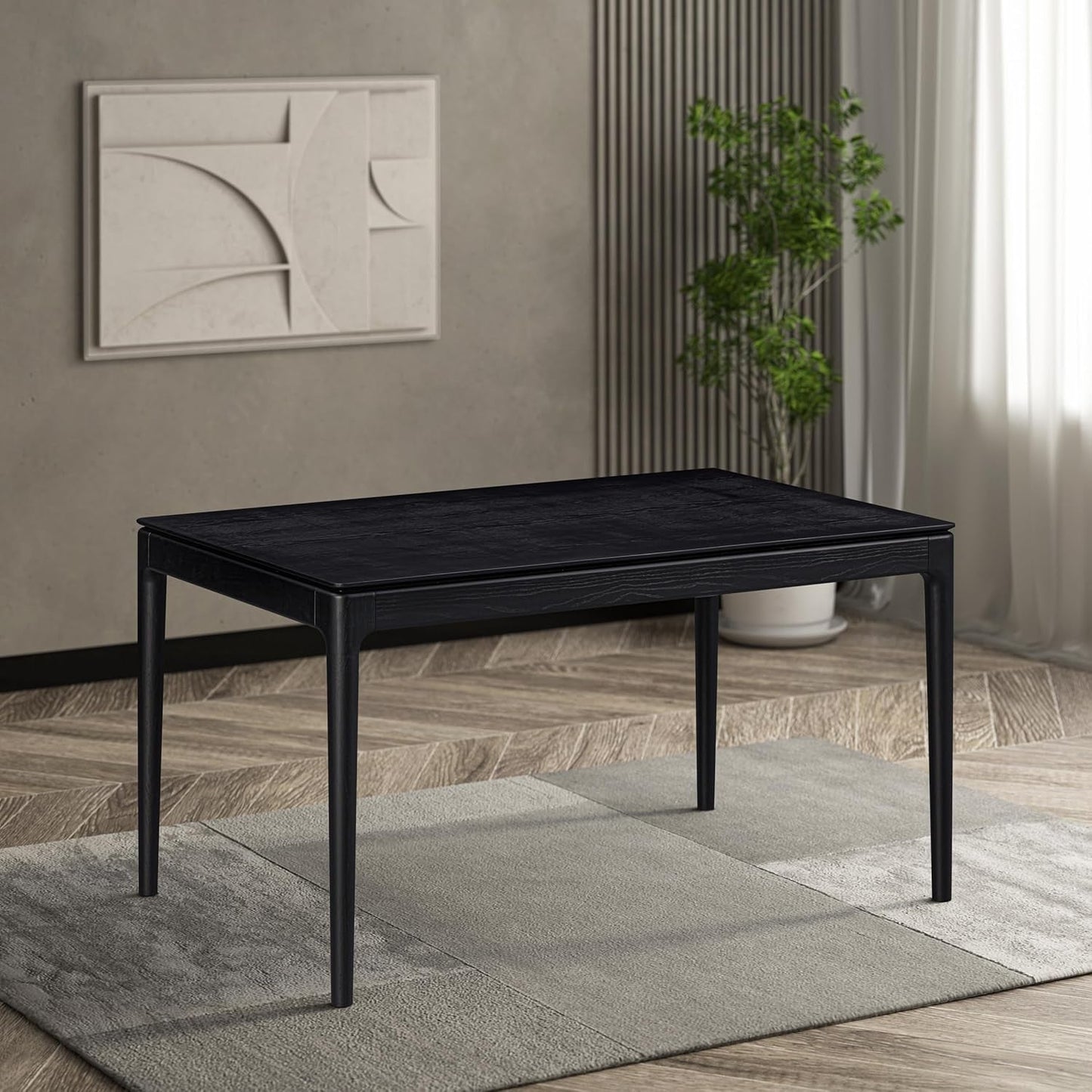 Mingle 55 Inch Modern Rectangular Dinner Table Burnt Black