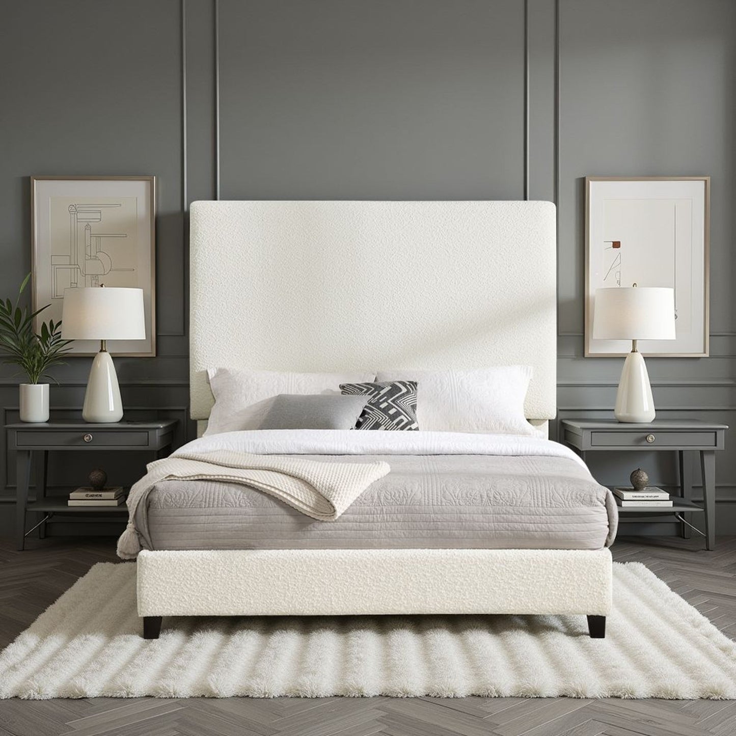 Queen Size Upholstered Panel Bed